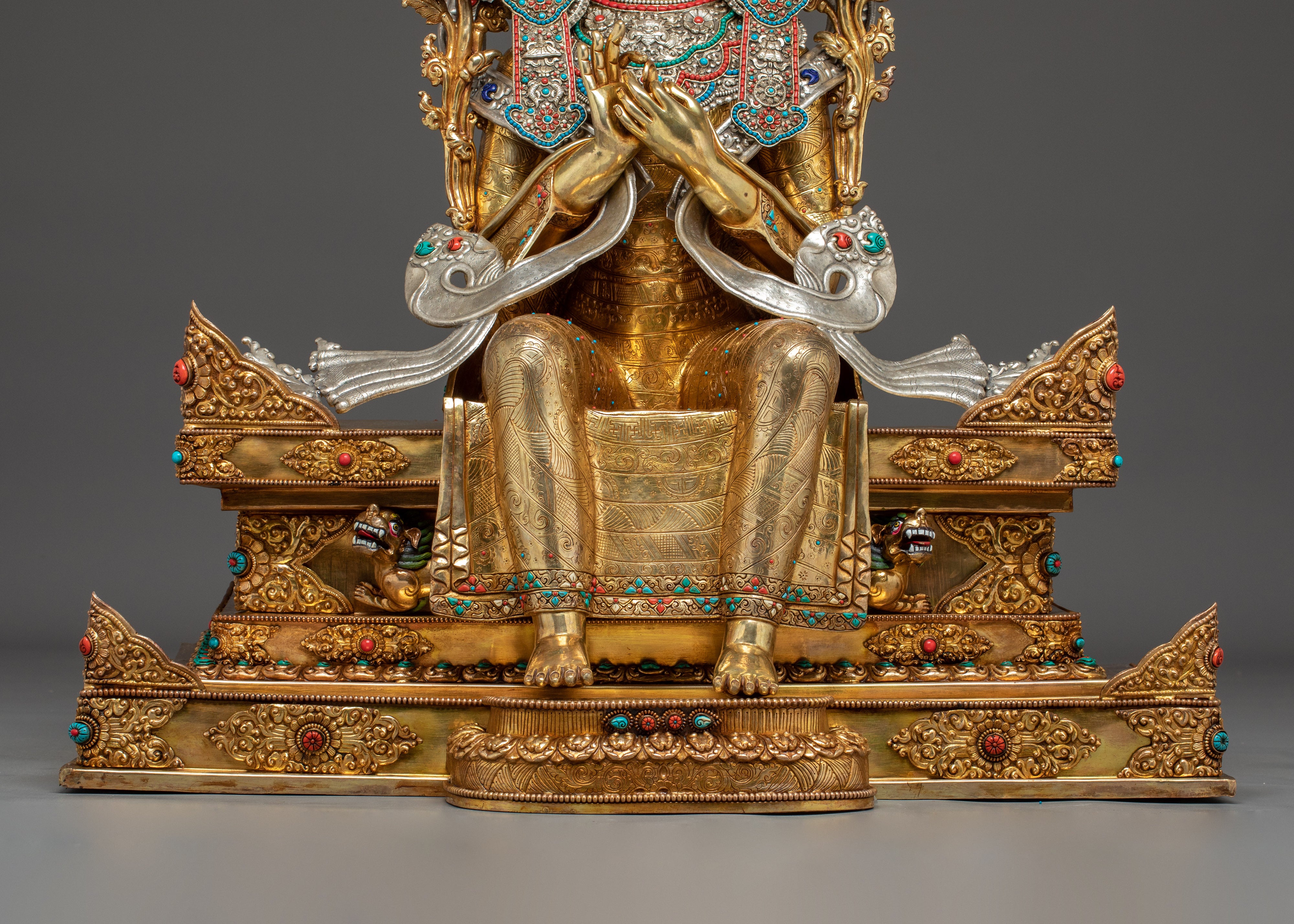 Majestic Maitreya Buddha Statue with Throne