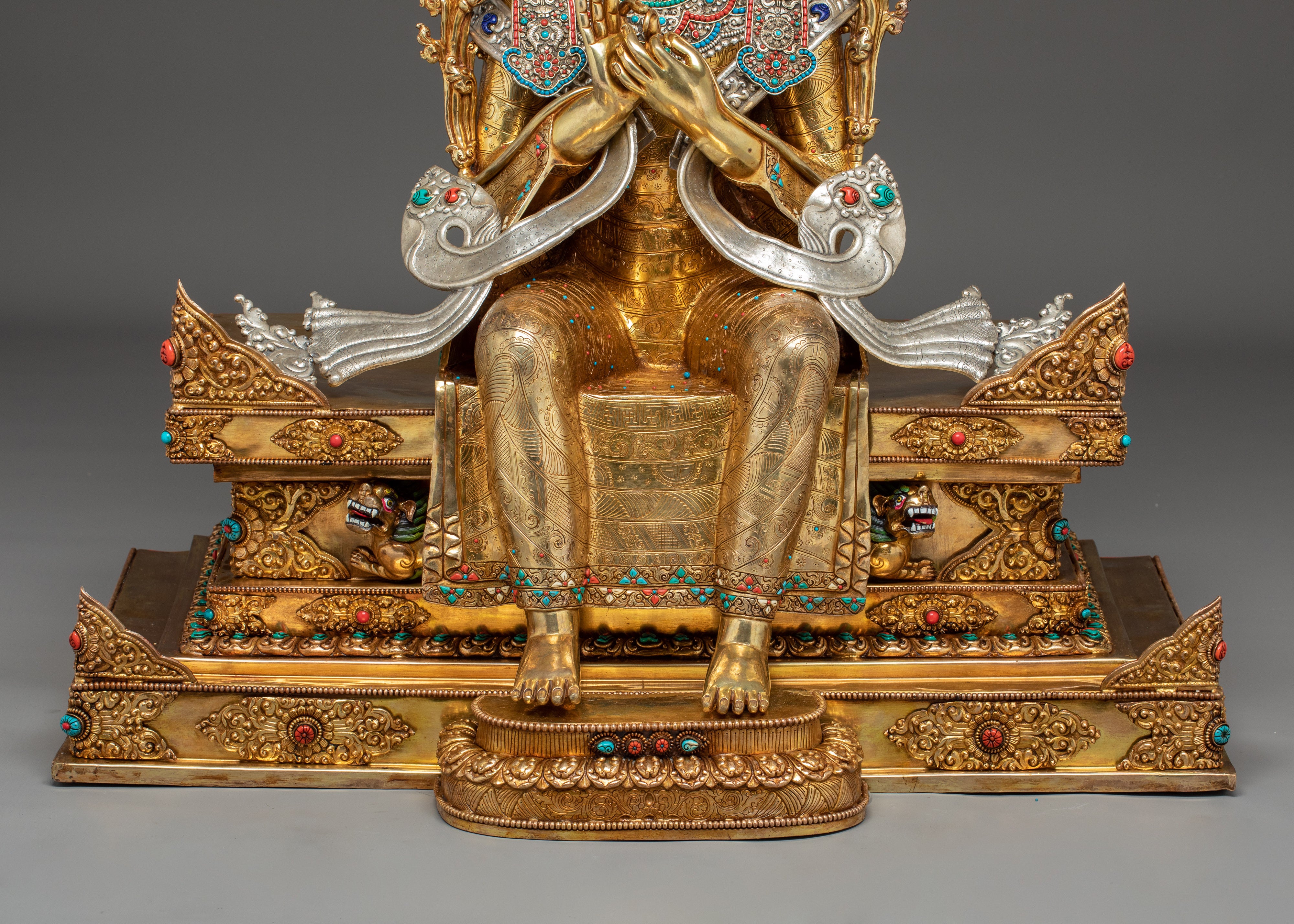 Majestic Maitreya Buddha Statue with Throne