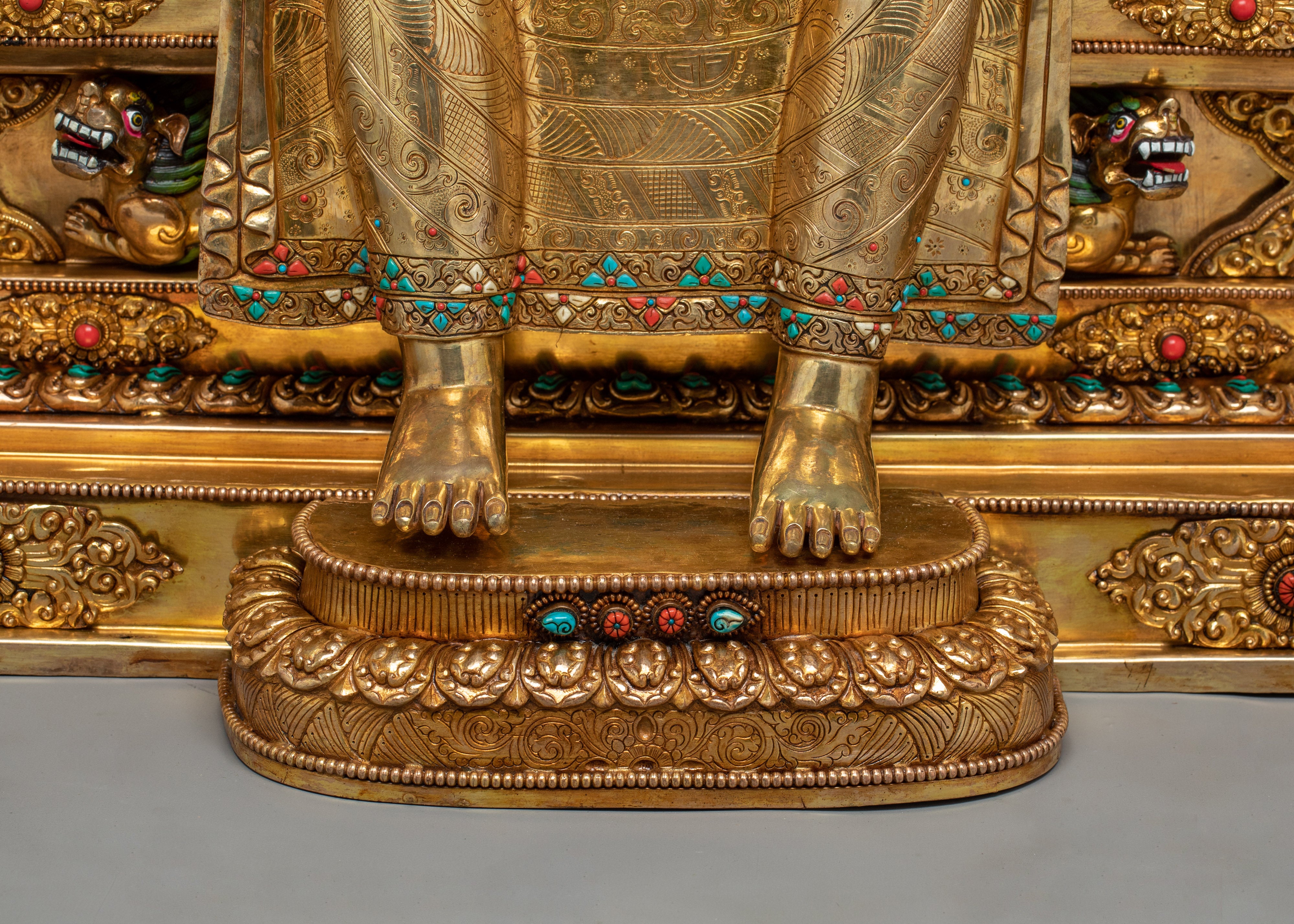 Majestic Maitreya Buddha Statue with Throne