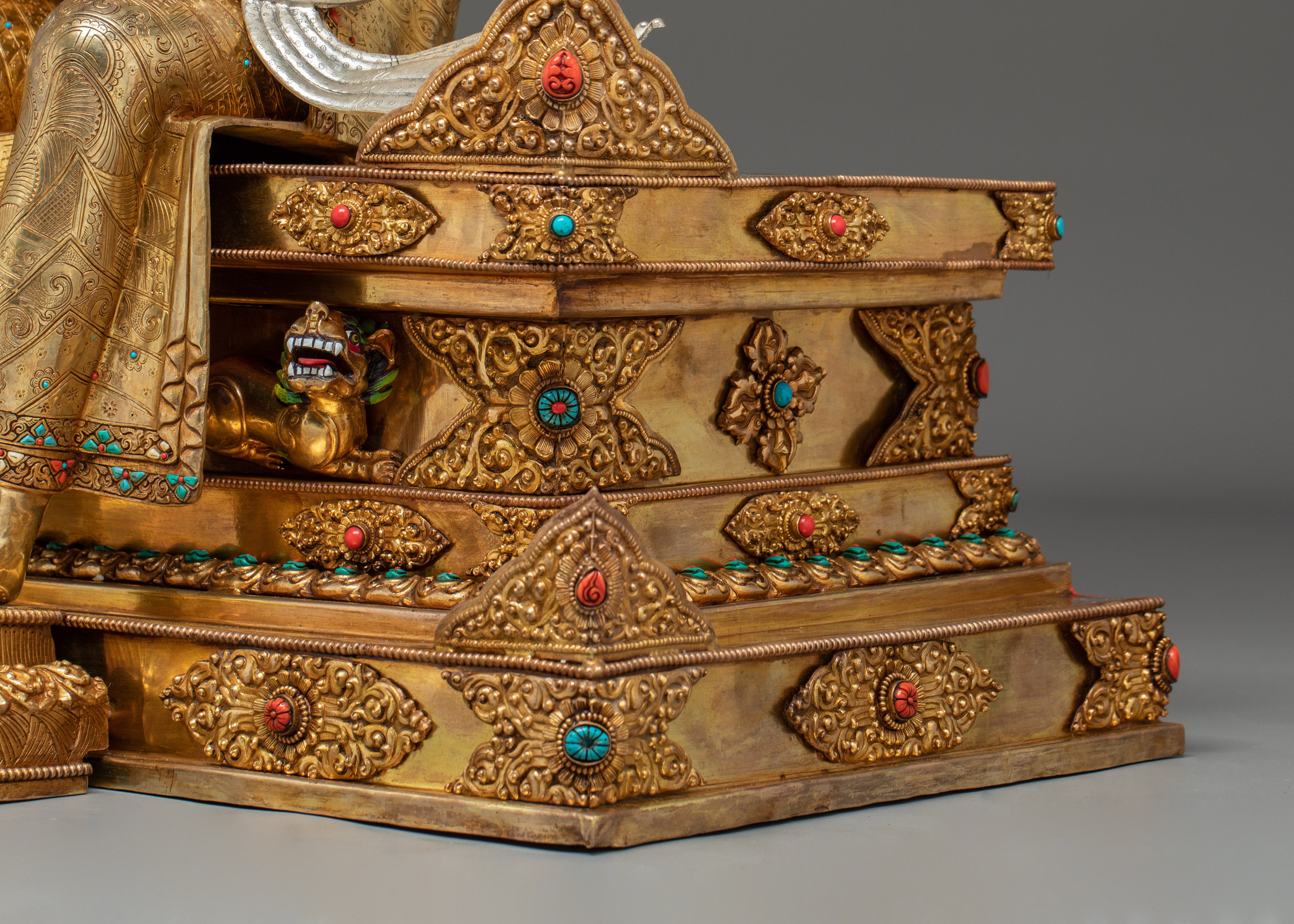 Majestic Maitreya Buddha Statue with Throne