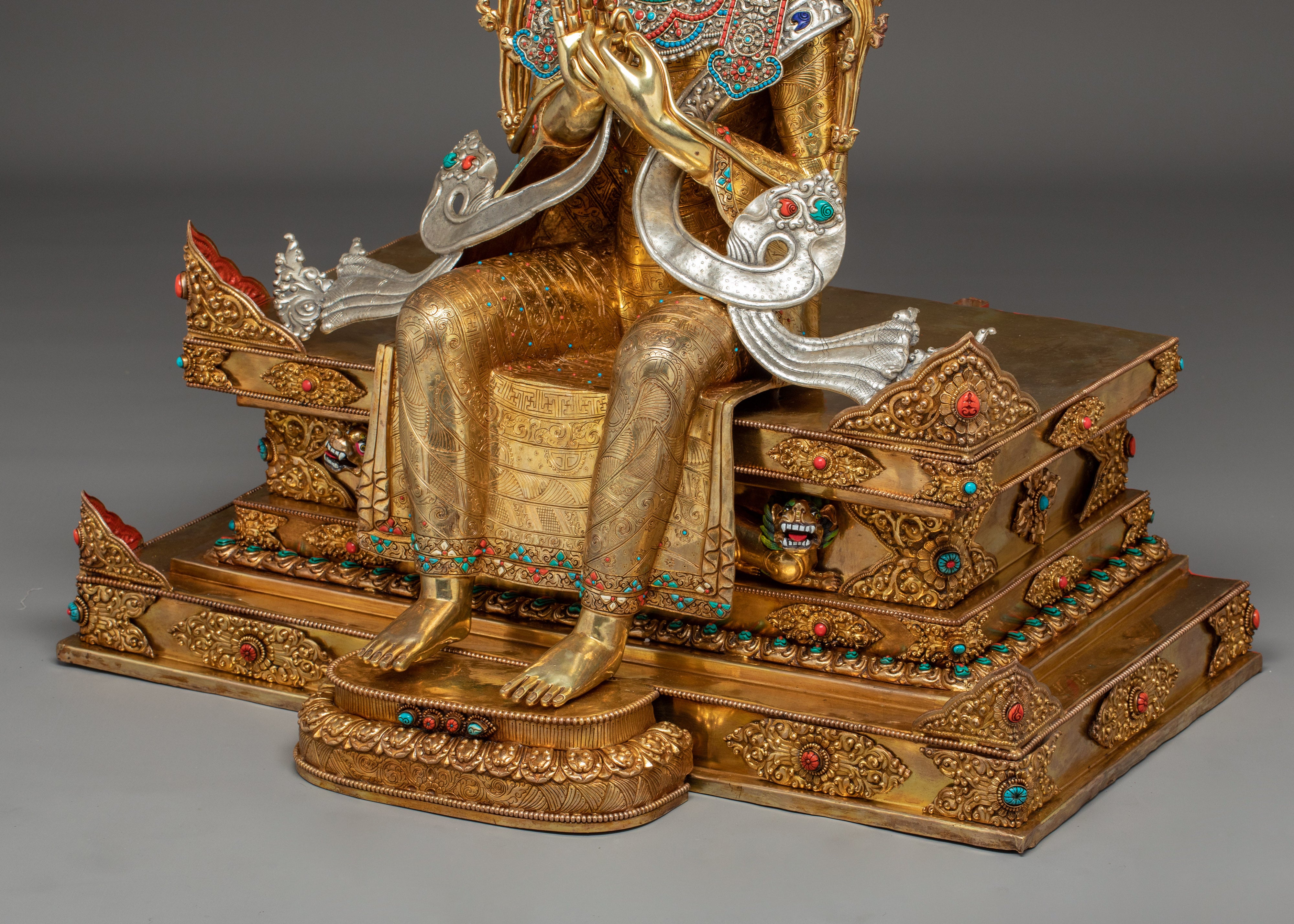Majestic Maitreya Buddha Statue with Throne