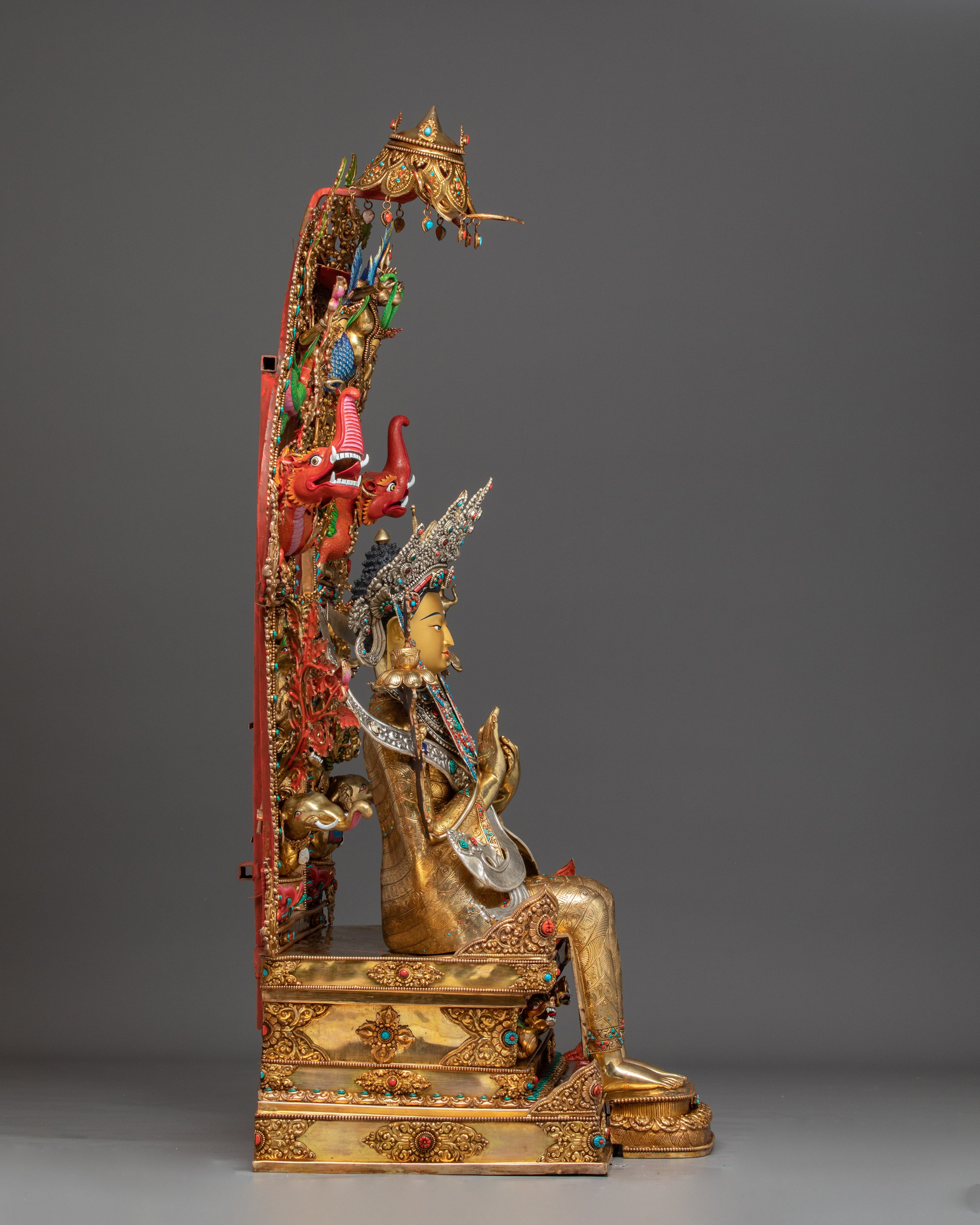 Majestic Maitreya Buddha Statue with Throne