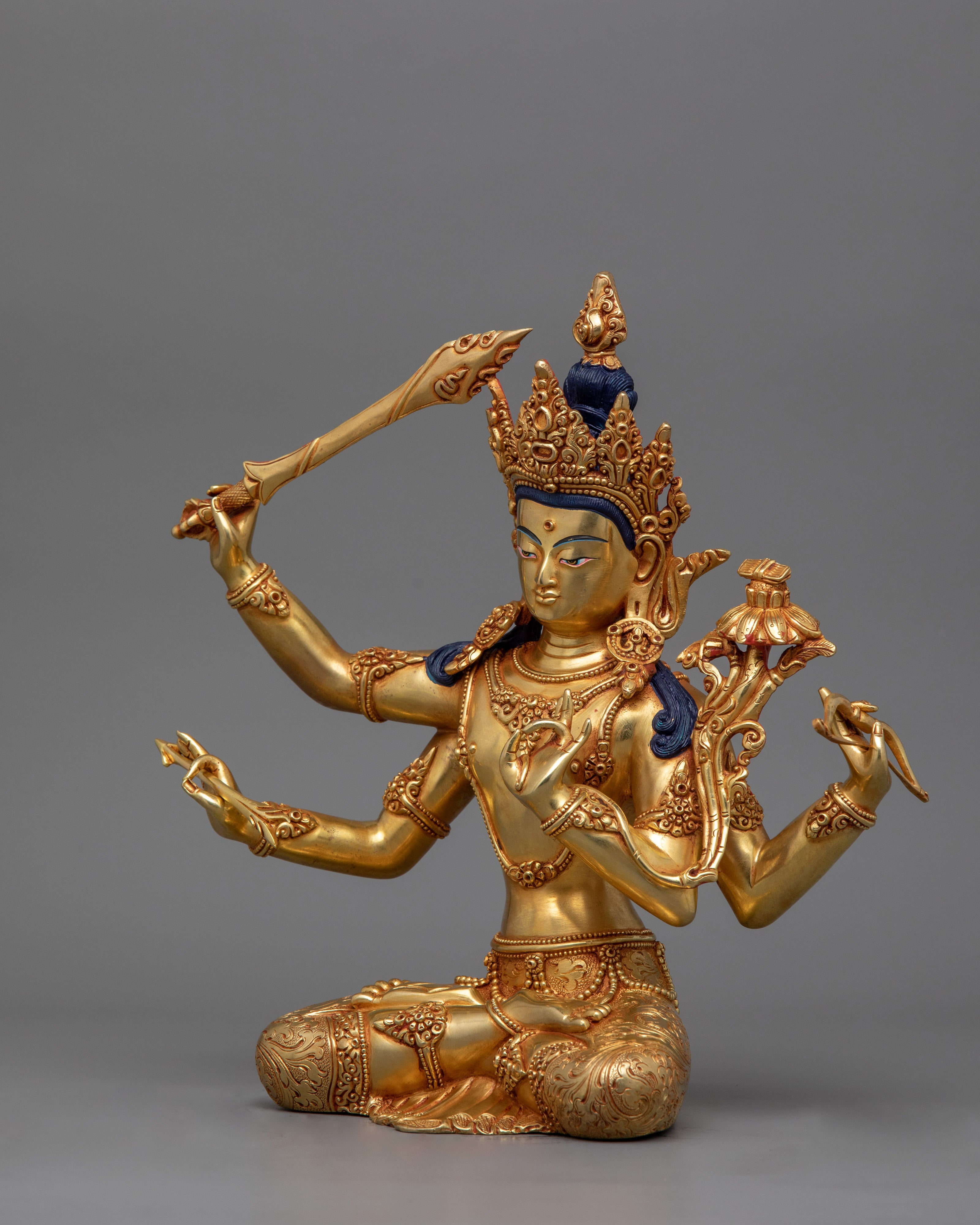 Himalayan Bodhisattva Deity Maha Manjushri Statue | Symbol of Wisdom and Knowledge