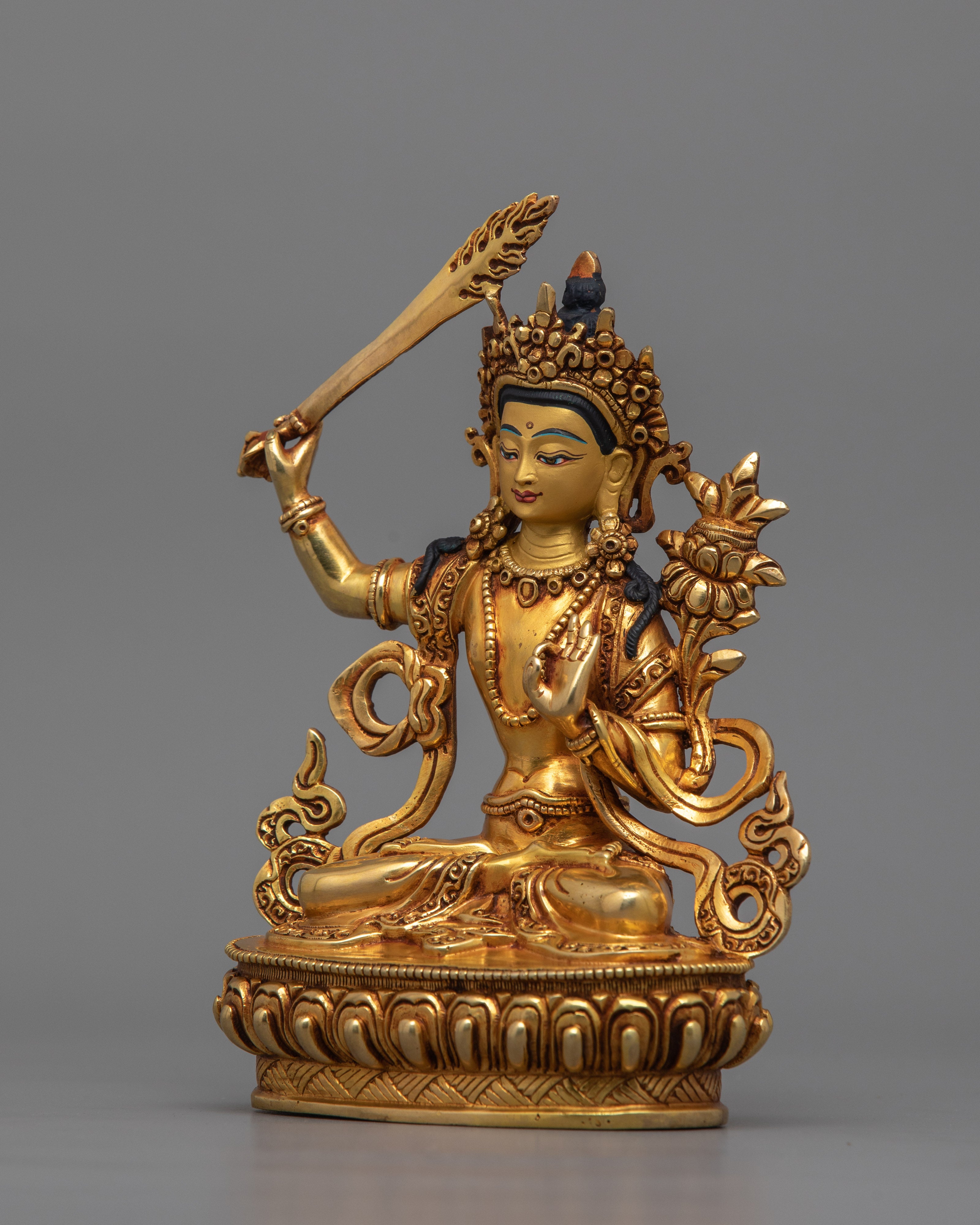 Bodhisattva Manjushri Wisdom Deity Figurine | Guardian of Dharma