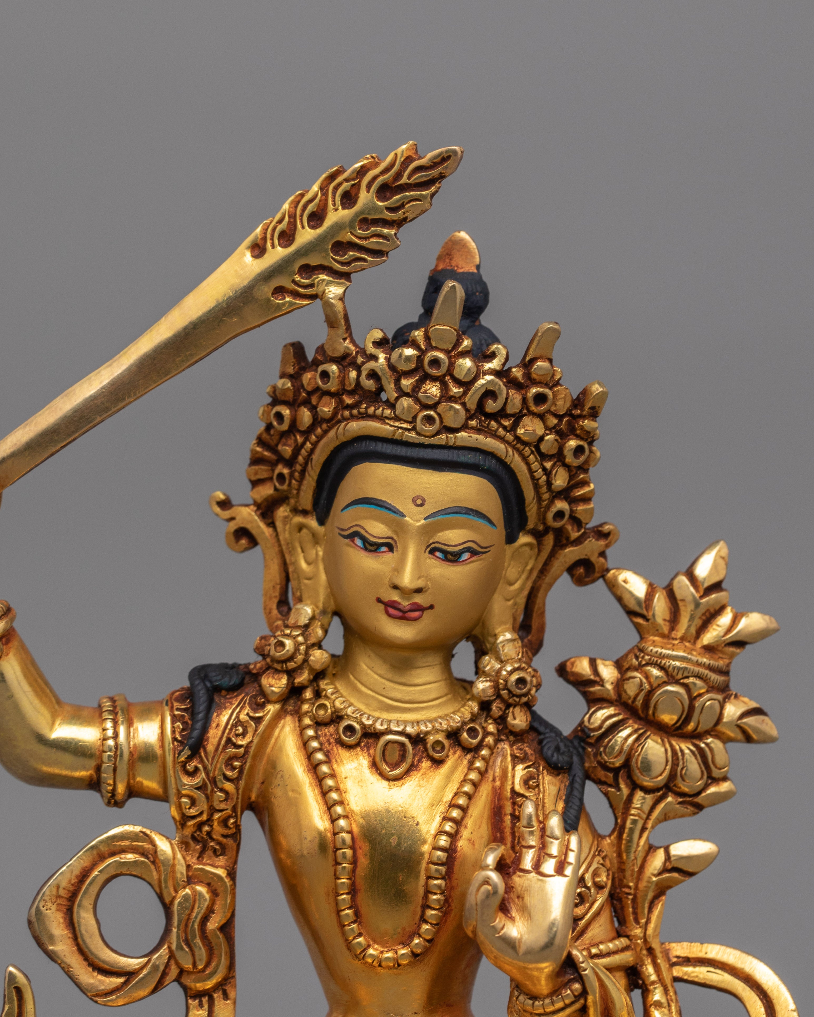 Bodhisattva Manjushri Wisdom Deity Figurine | Guardian of Dharma