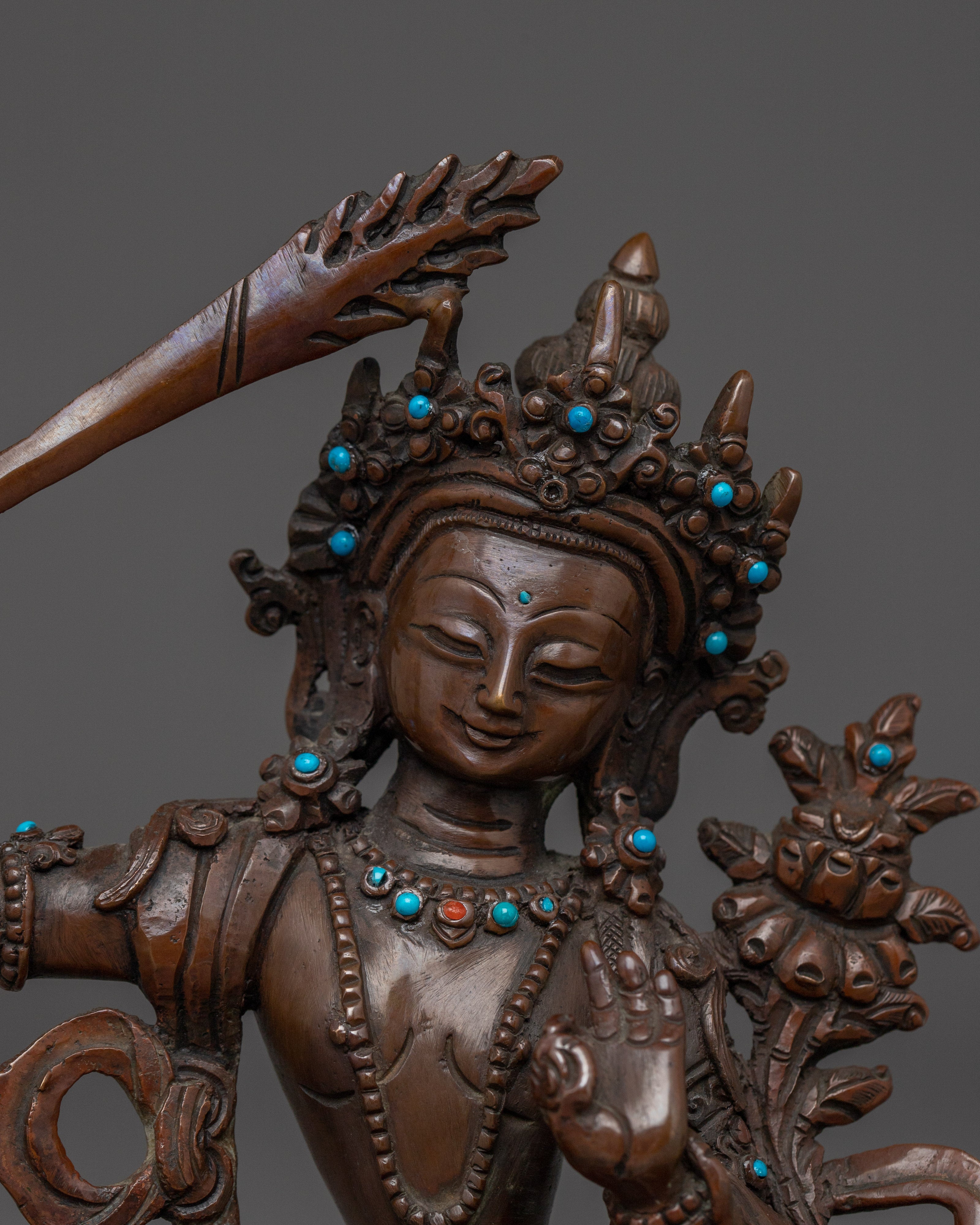 Manjushri Bodhisattva Oxidized Statue | Embodiment of Wisdom