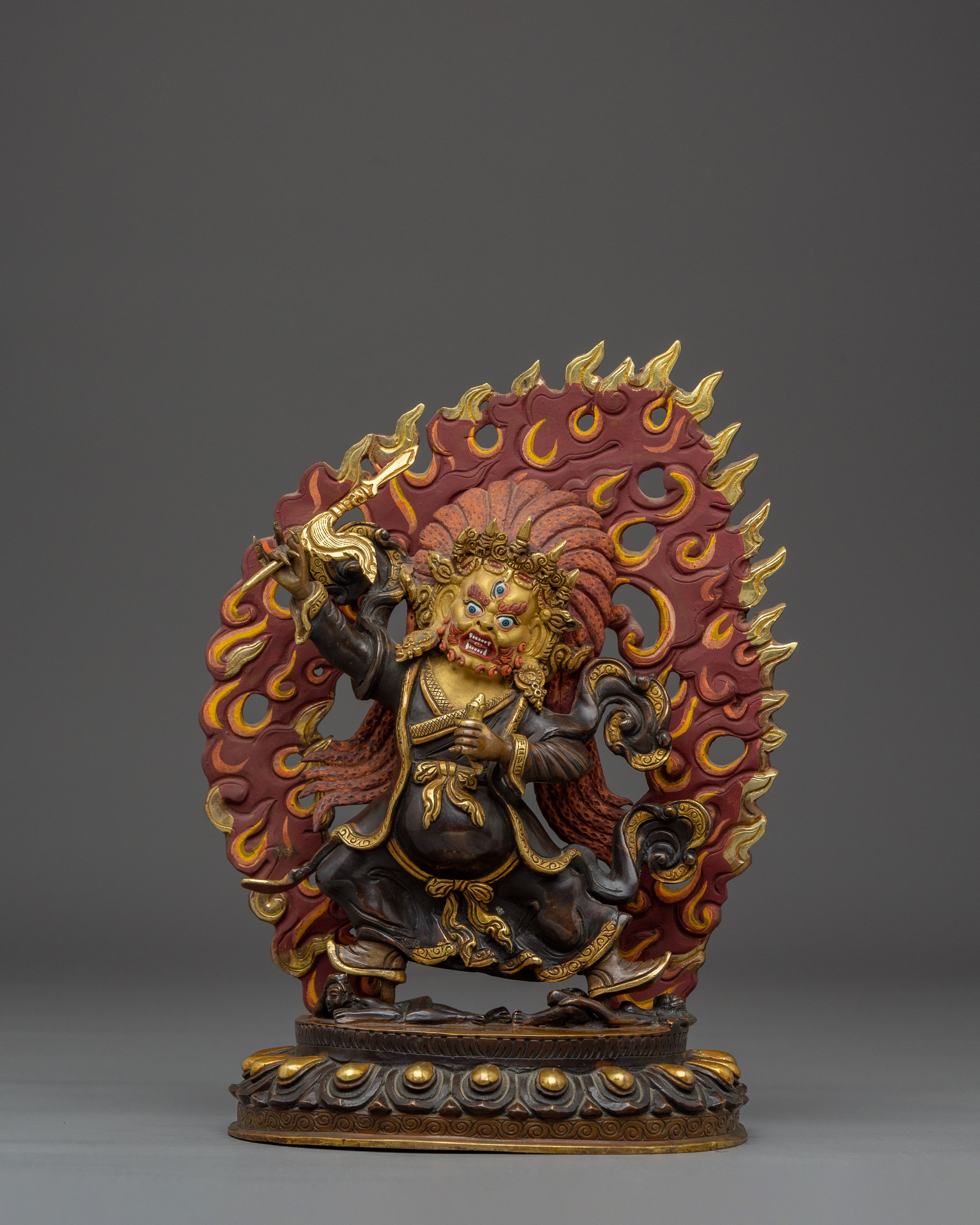 24K Gold Gilded Mahakala Statue