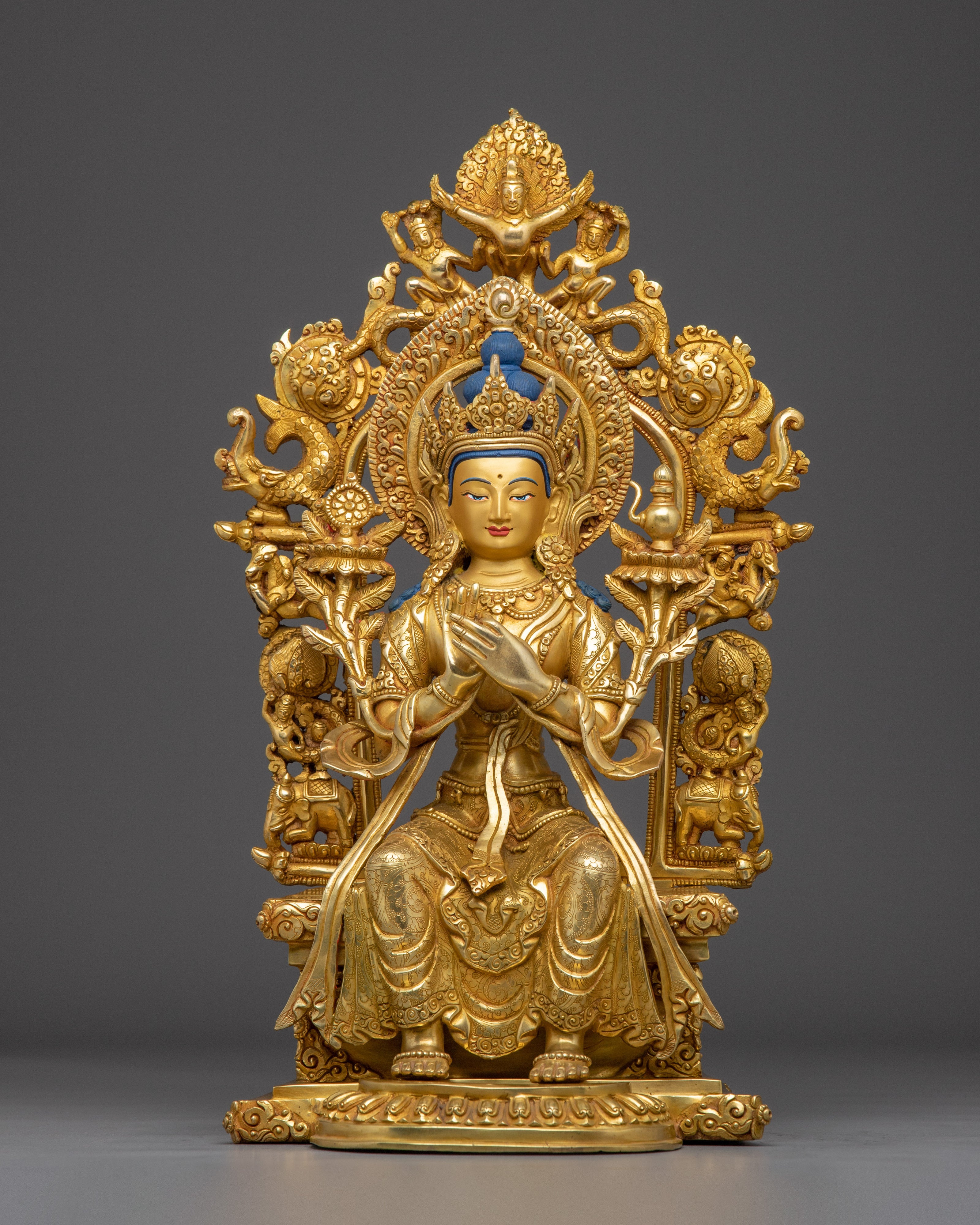 Maitreya Buddha Statue in Gold-Gilded and Copper