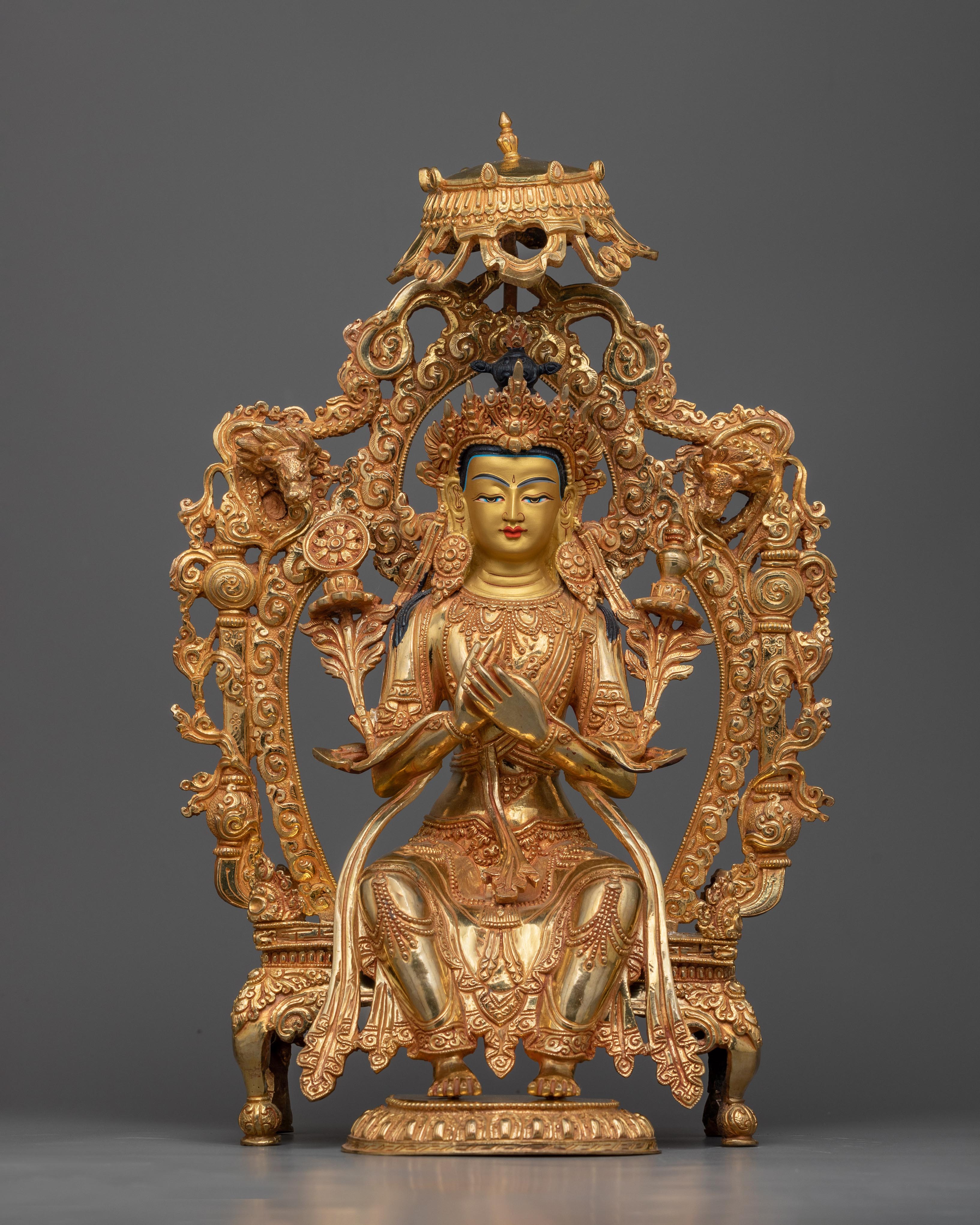 Maitreya Buddha statue - Sandalwood or pear wood