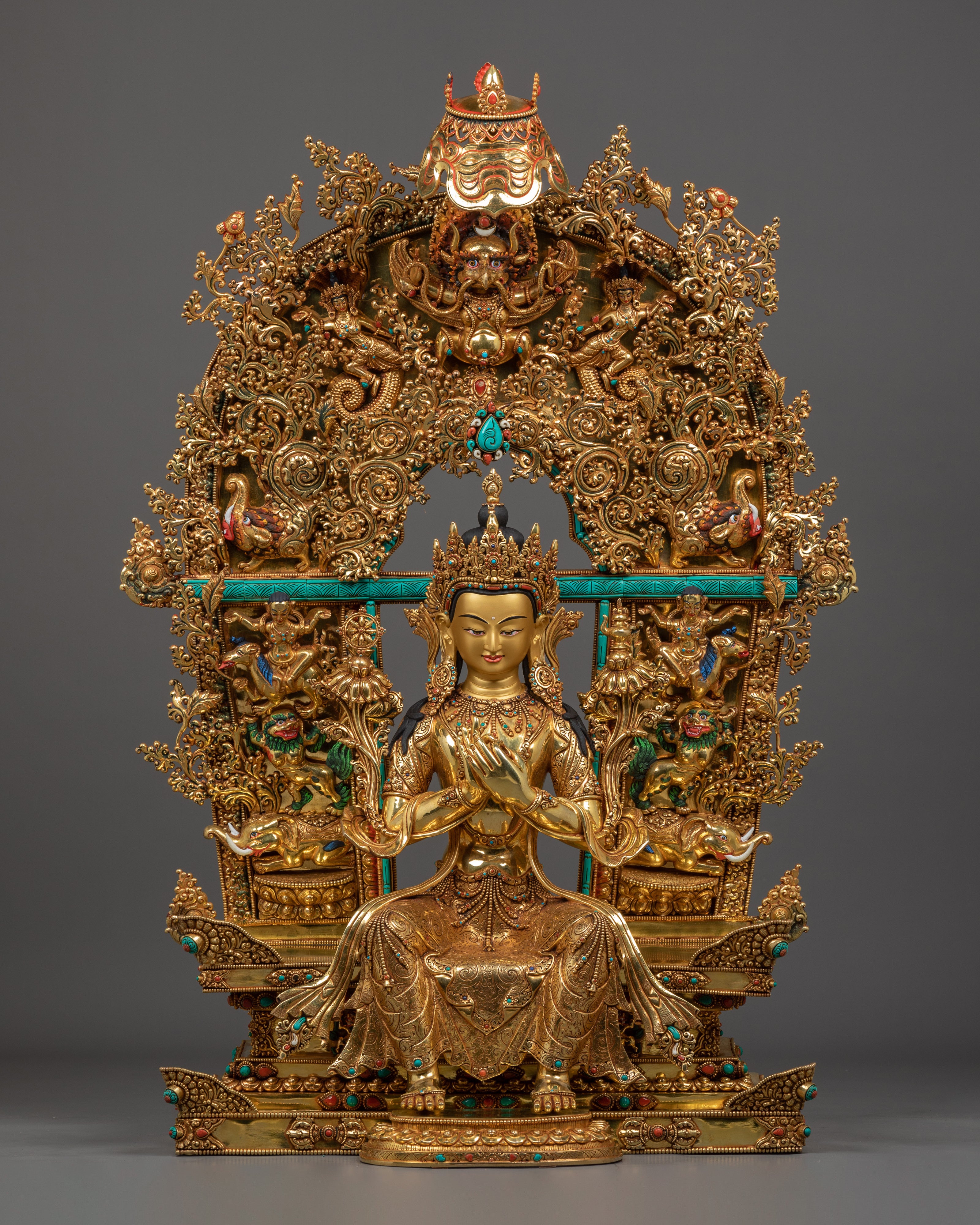 Maitreya Buddha Statue with big Throne