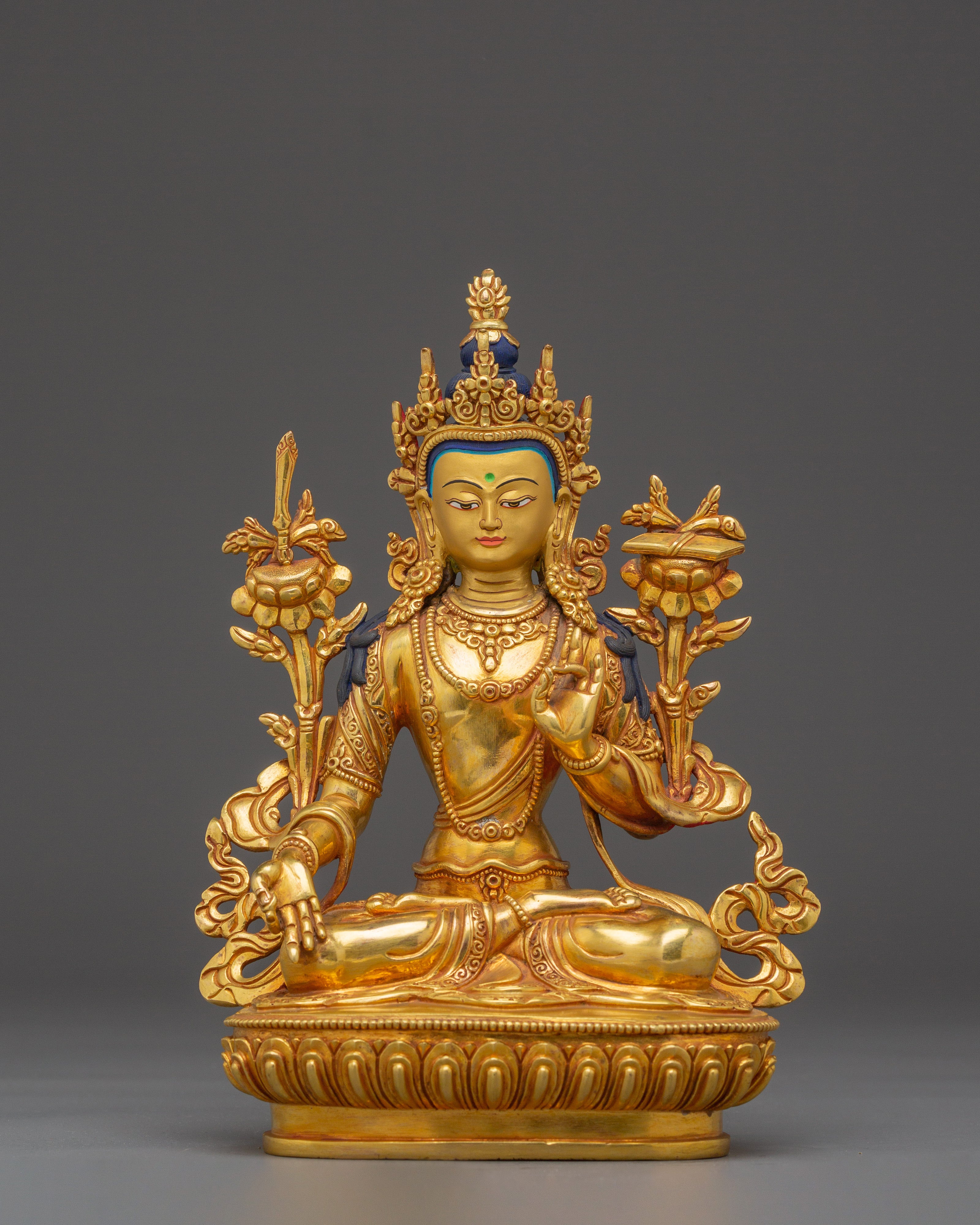 Manjushri 24K Gold Gilded Statue