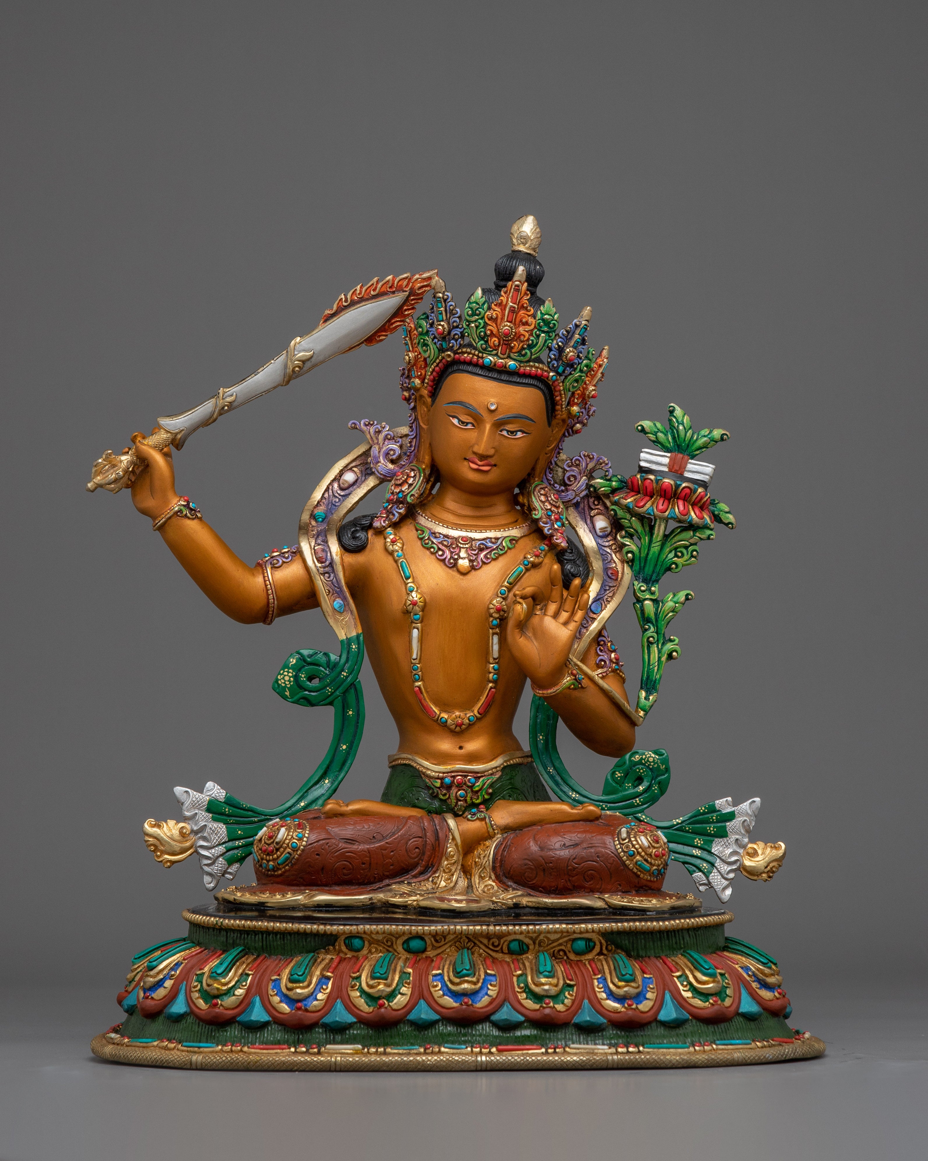 Copper Manjushri statue