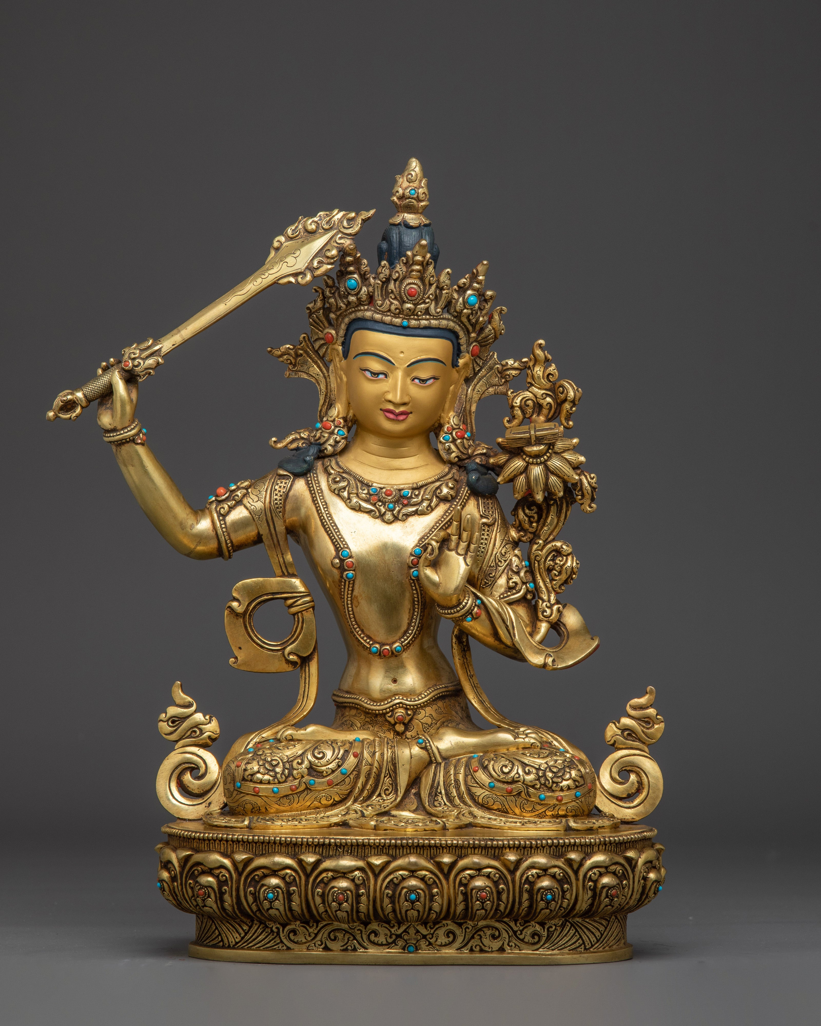 Mahayana Buddhist Figurine of Manjushri | Bodhisattva of Wisdom