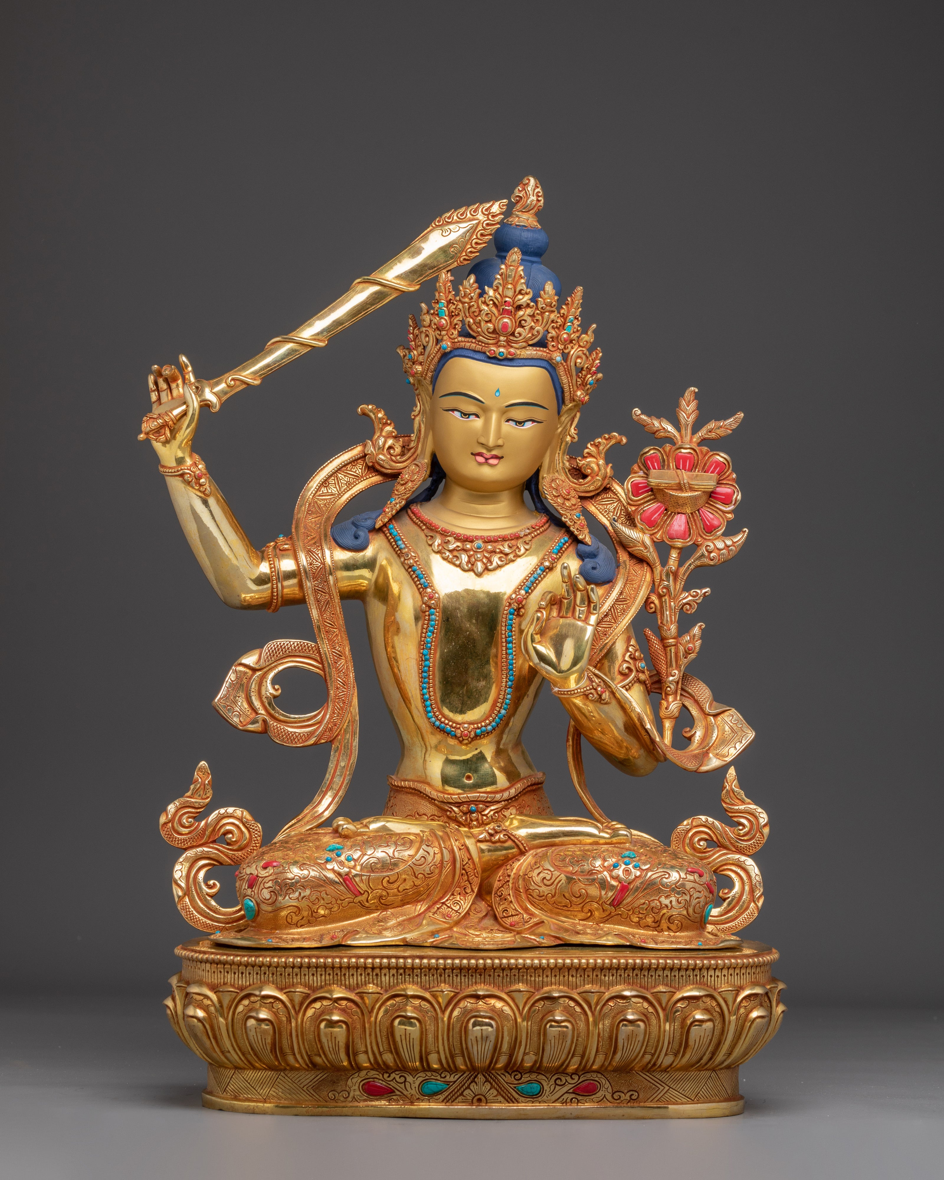 Golden Radiant Manjushri Statue