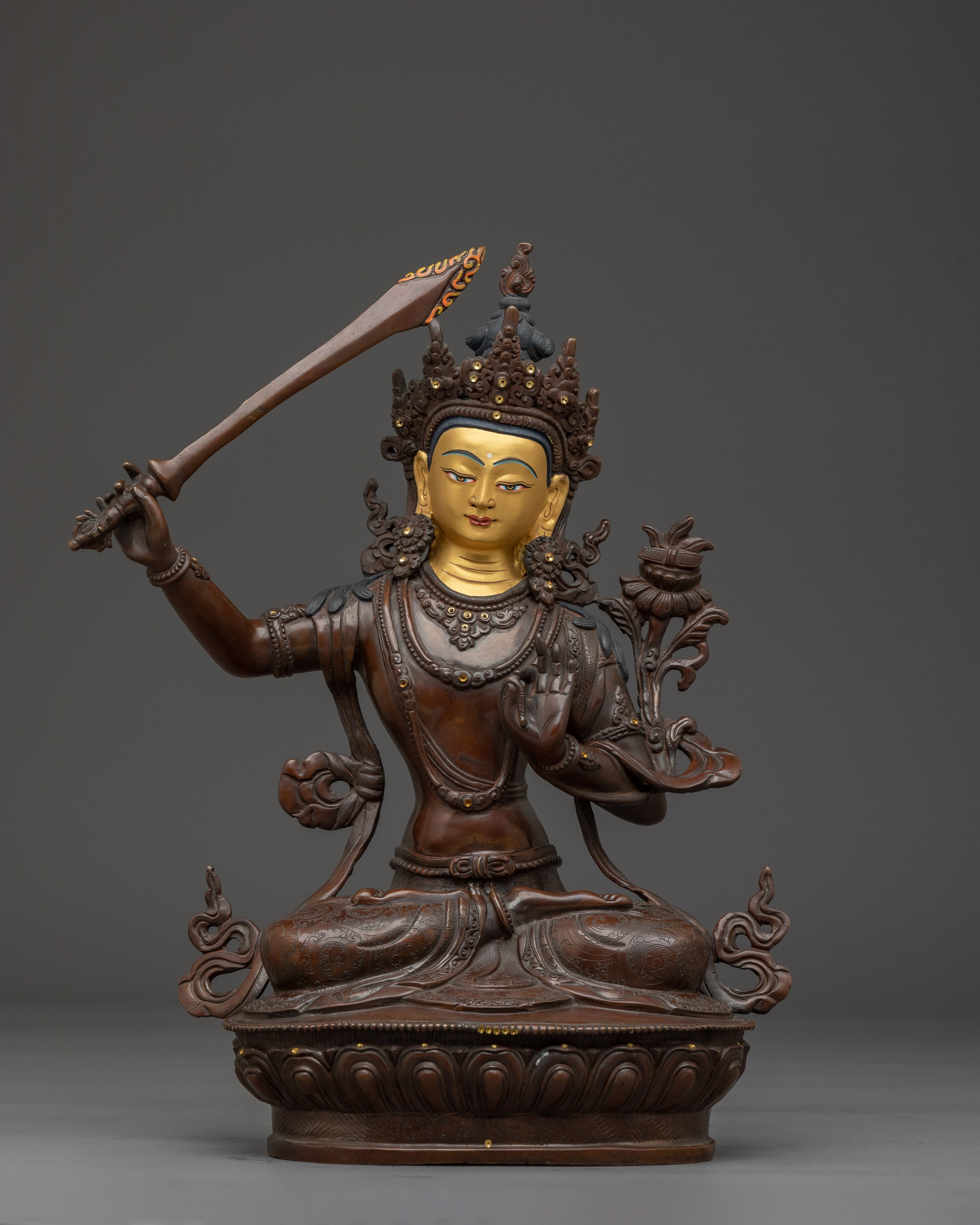 Buddhist wisdom deity Manjushri Art | Embodiment of Insight