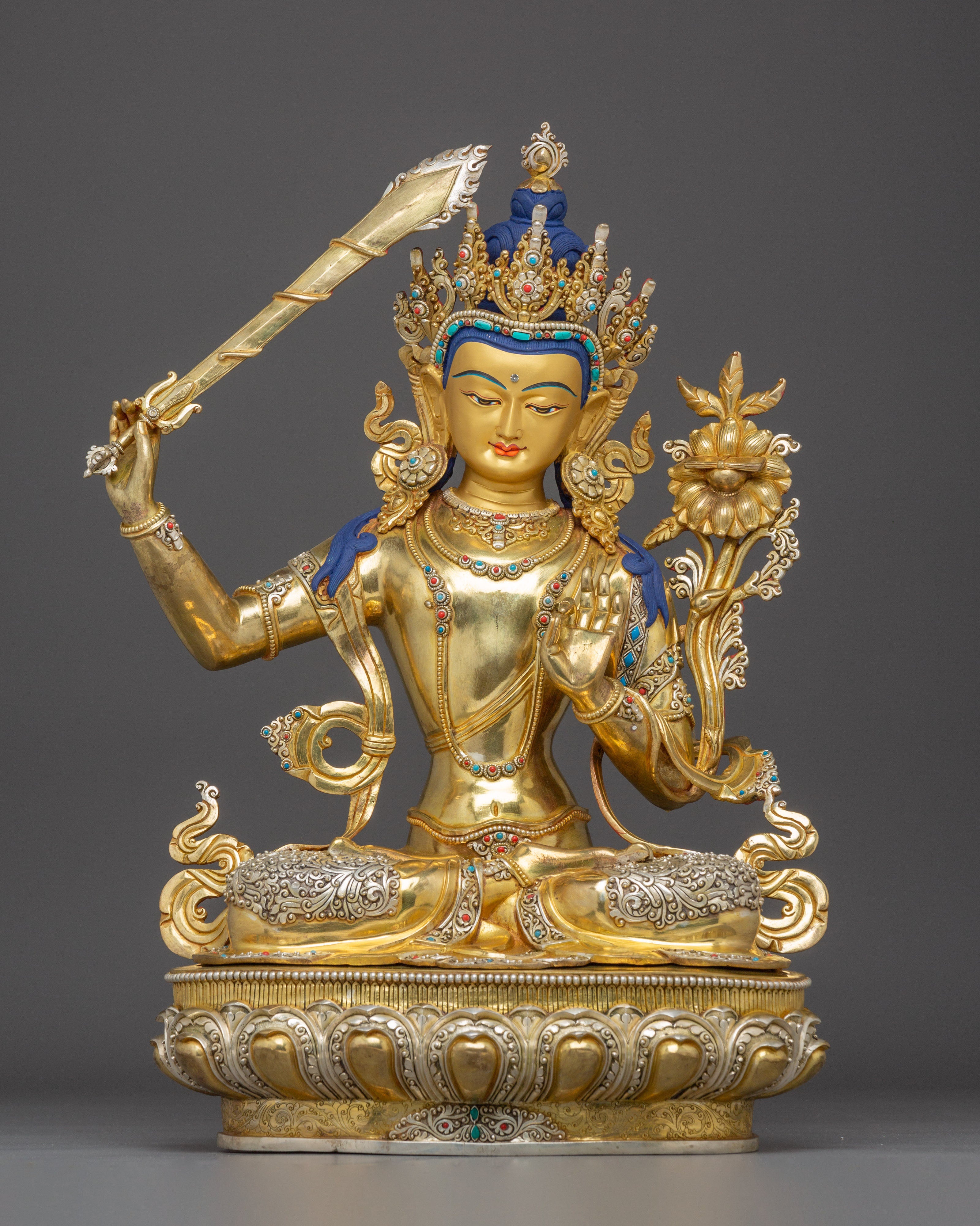 Manjushri Art, Guardian of Knowledge: Handcrafted Nepali Figure