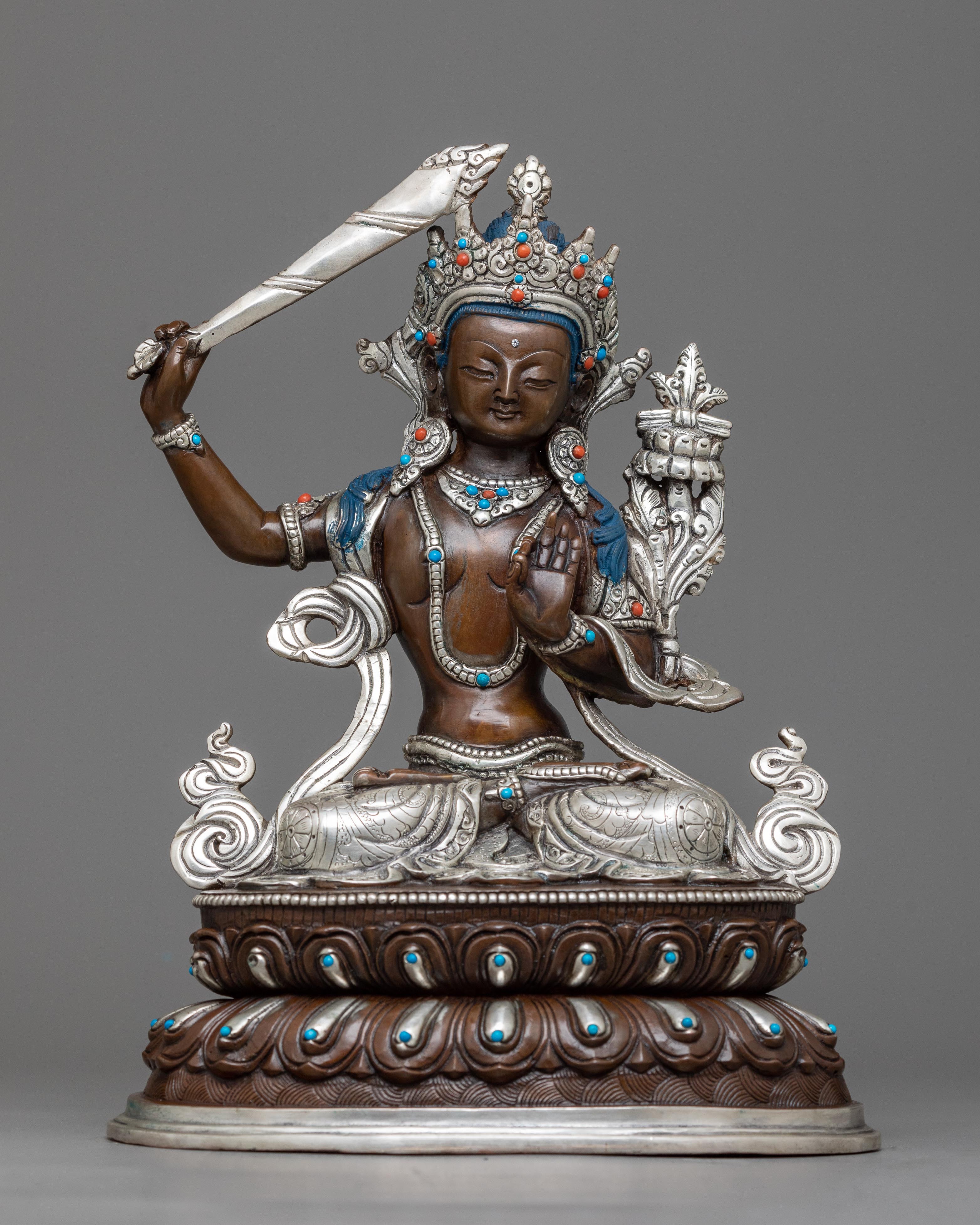 manjushri-chocolate oxidized Statue