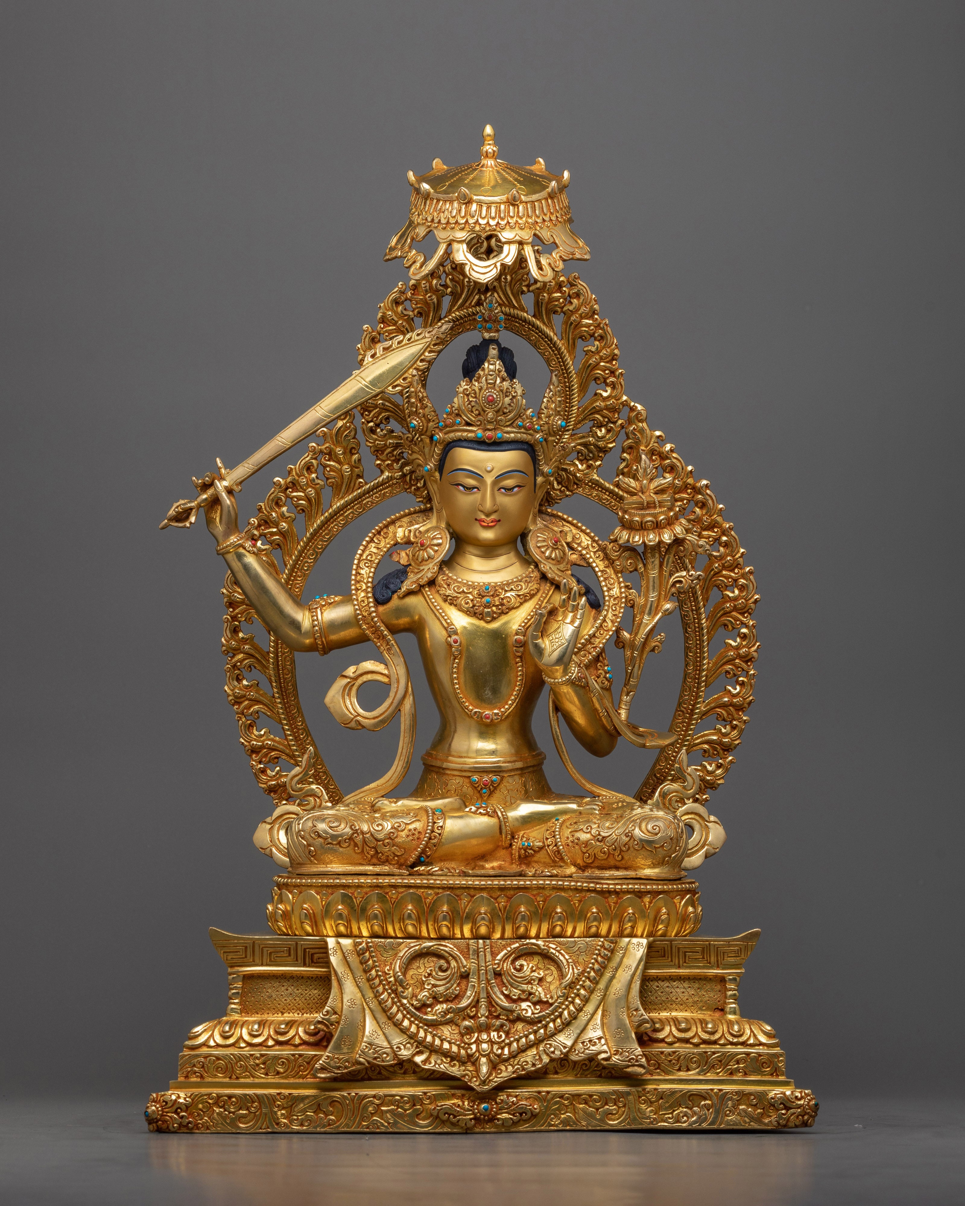 wisdom deity manjushri statue