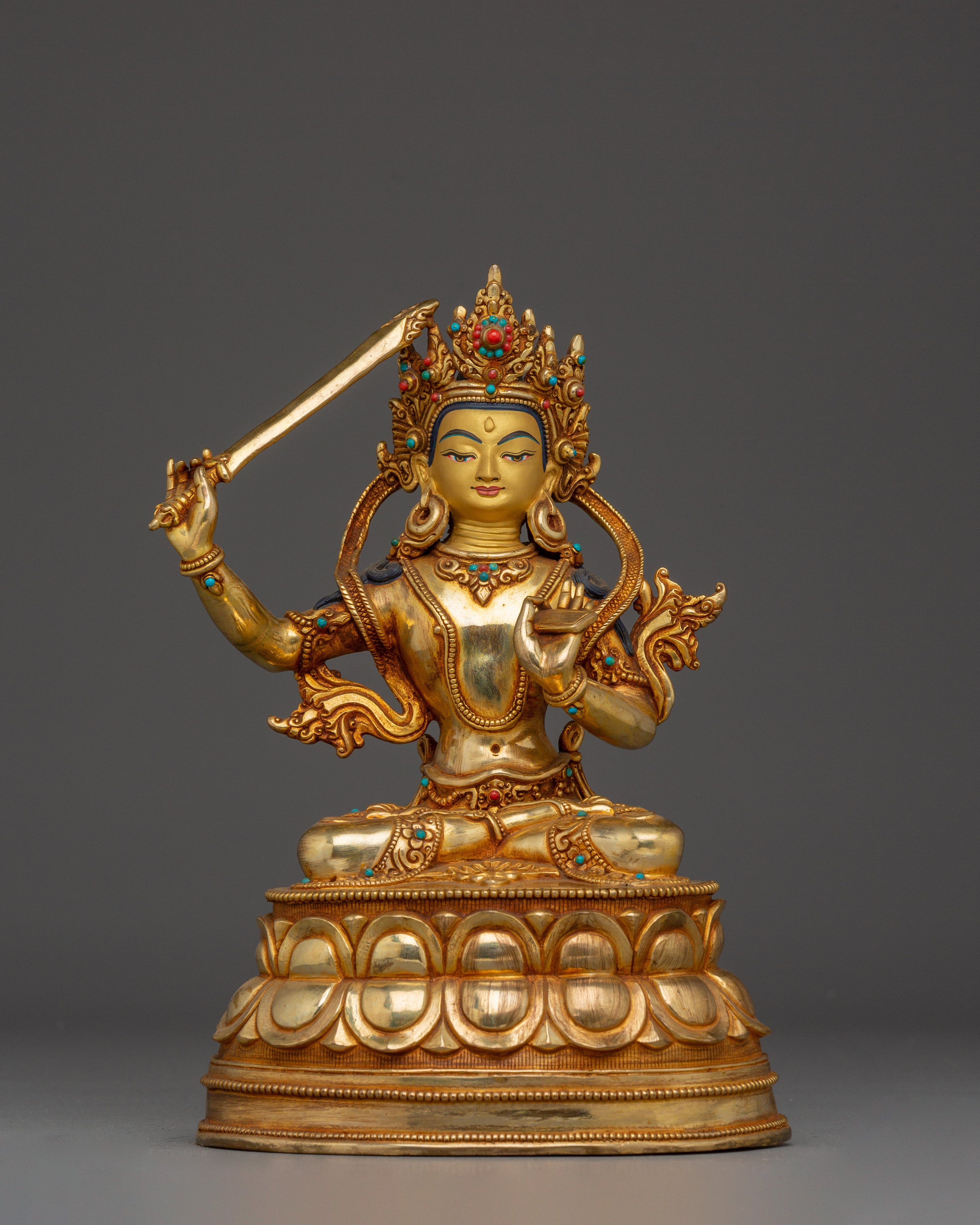 Supreme Wisdom Bodhisattva Manjushri Handmade Statue for Spirituality