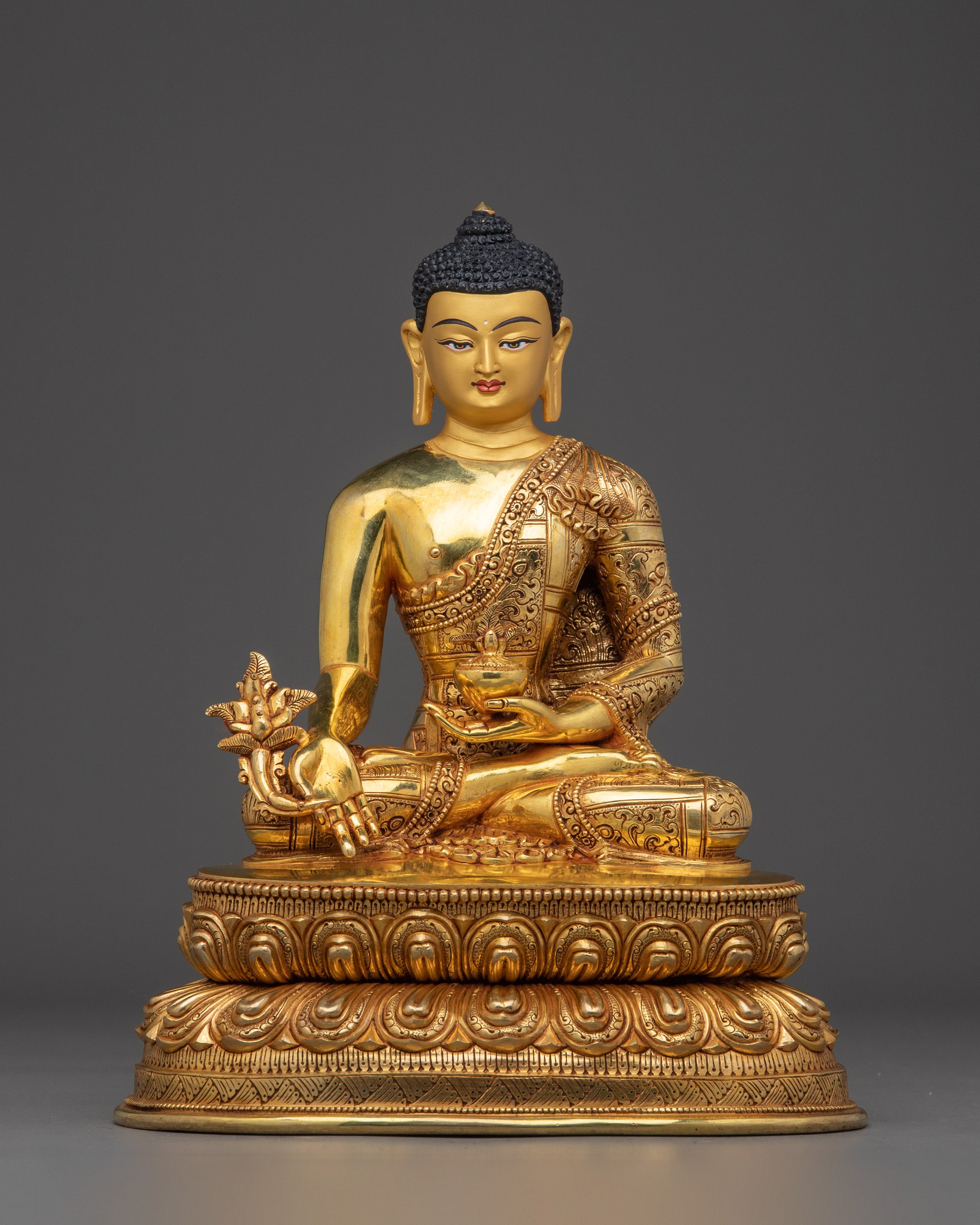 24K Gold Gilded Copper Medicine Buddha
