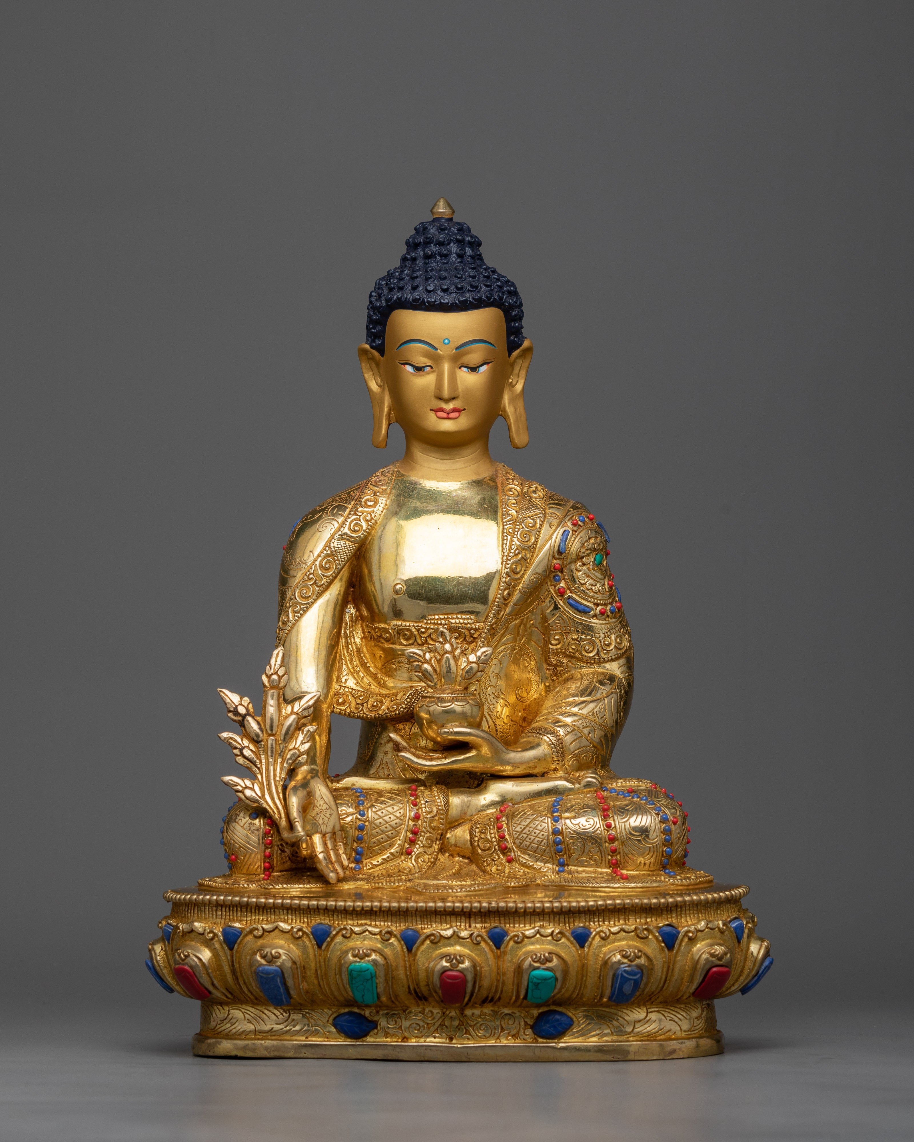 The Buddha of Medicine Bhaisajyaguru in 24K Gold | Sanctuary of Healing