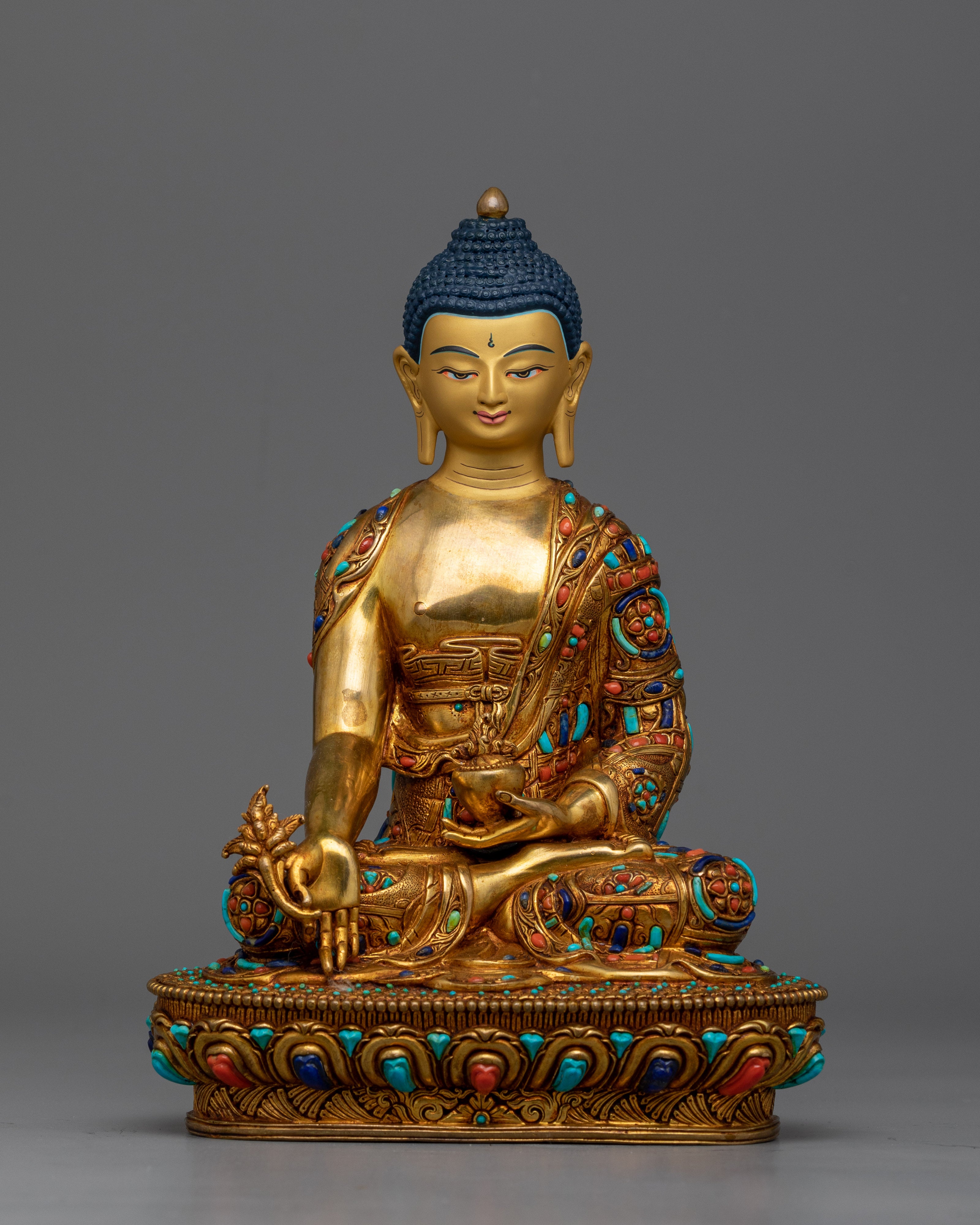 Medicine Buddha Beautifully Decorated Statue