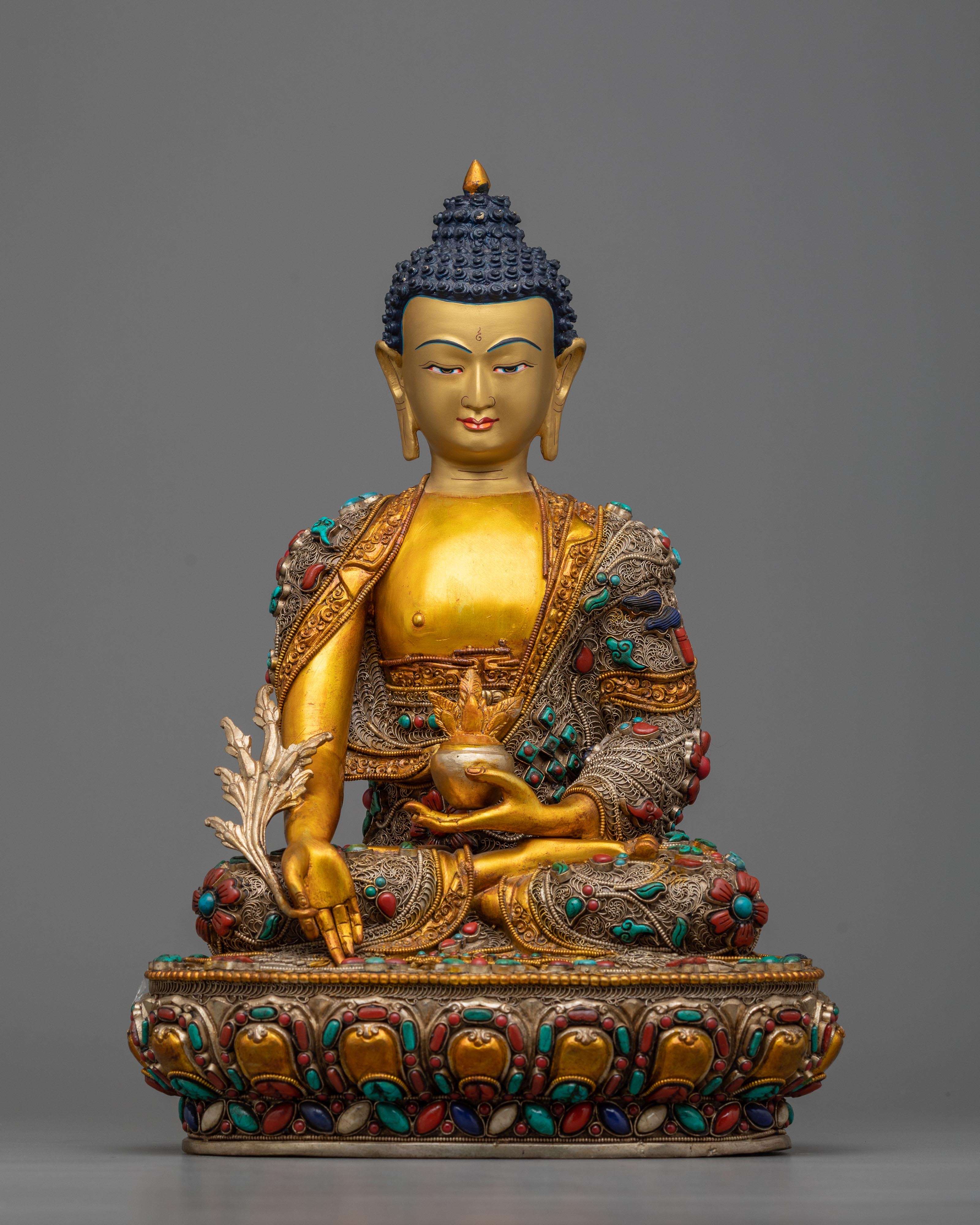 Medicine Buddha Hand-Carved Statue