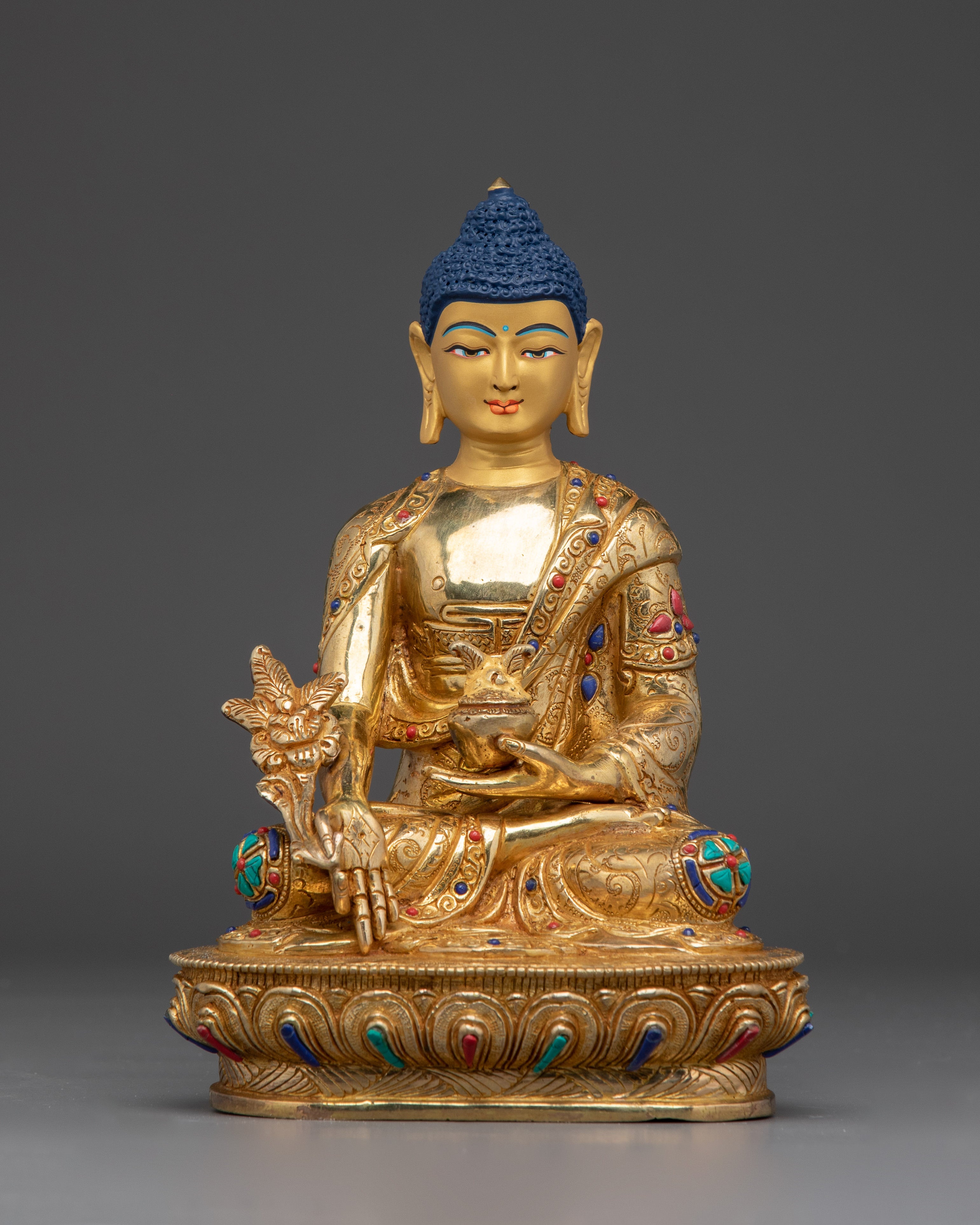 Serene Medicine Buddha Golden Sculpture | Handcrafted Symbol of Healing