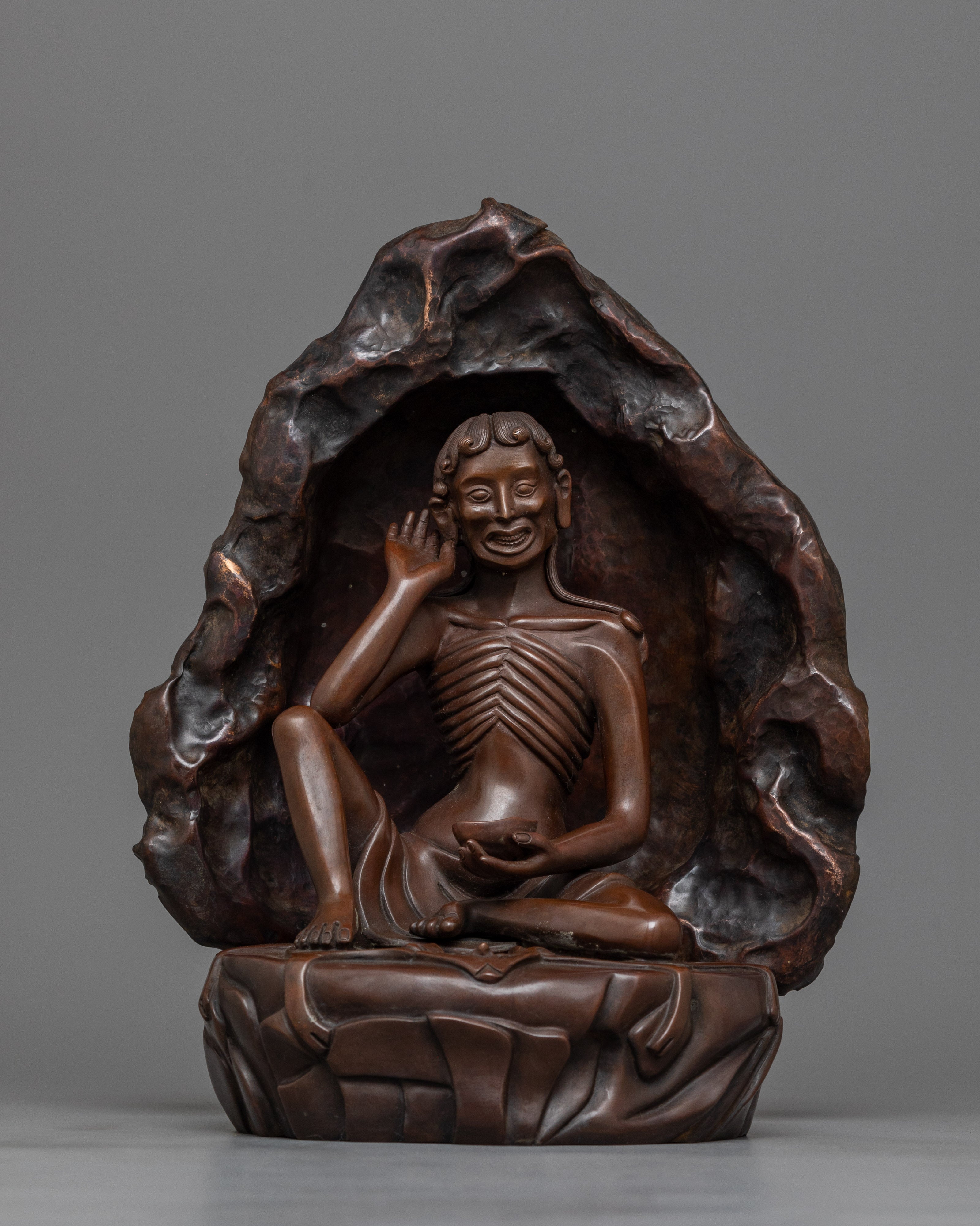 Milarepa Oxidized Copper Statue