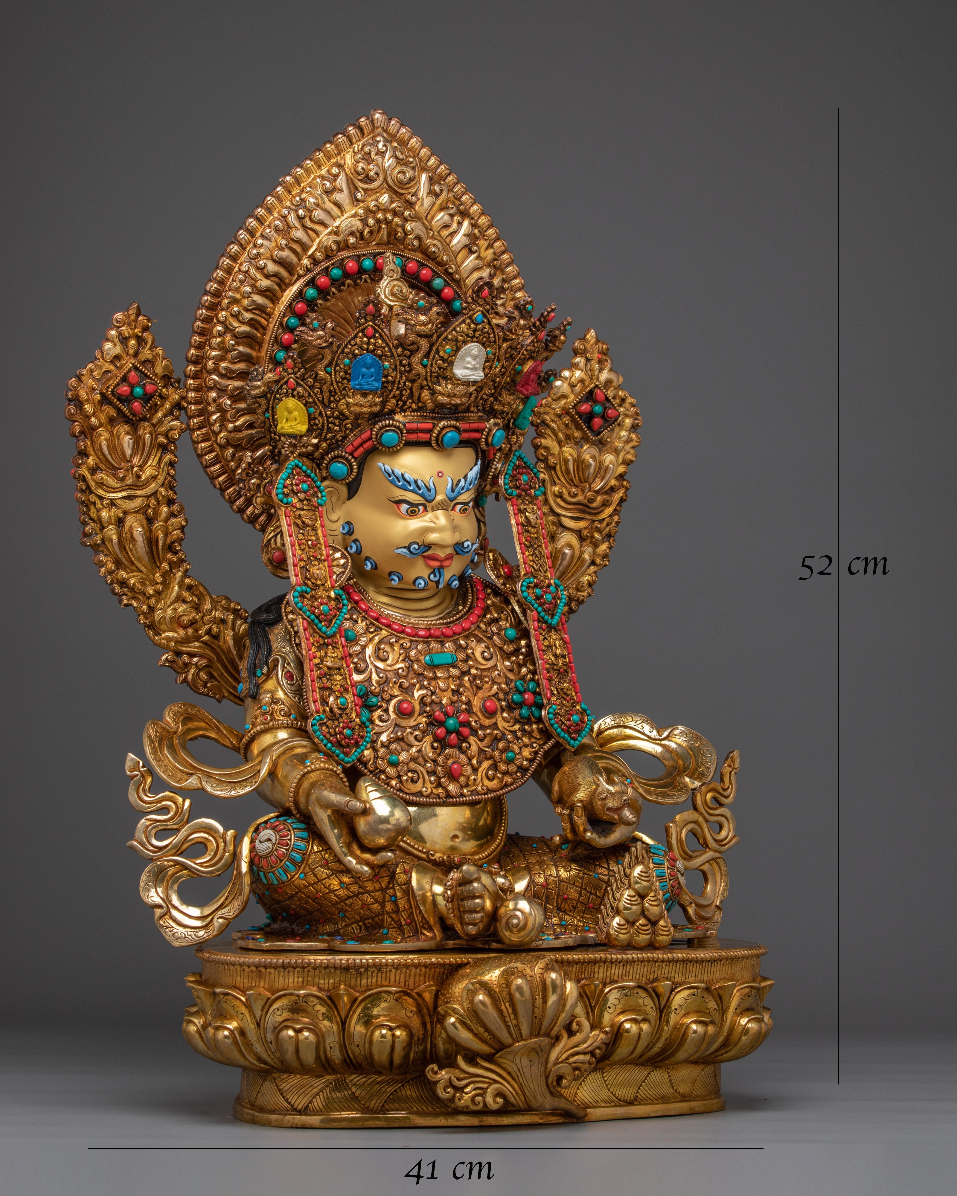 Crown Dzambhala Statue 24K Gold Gilded