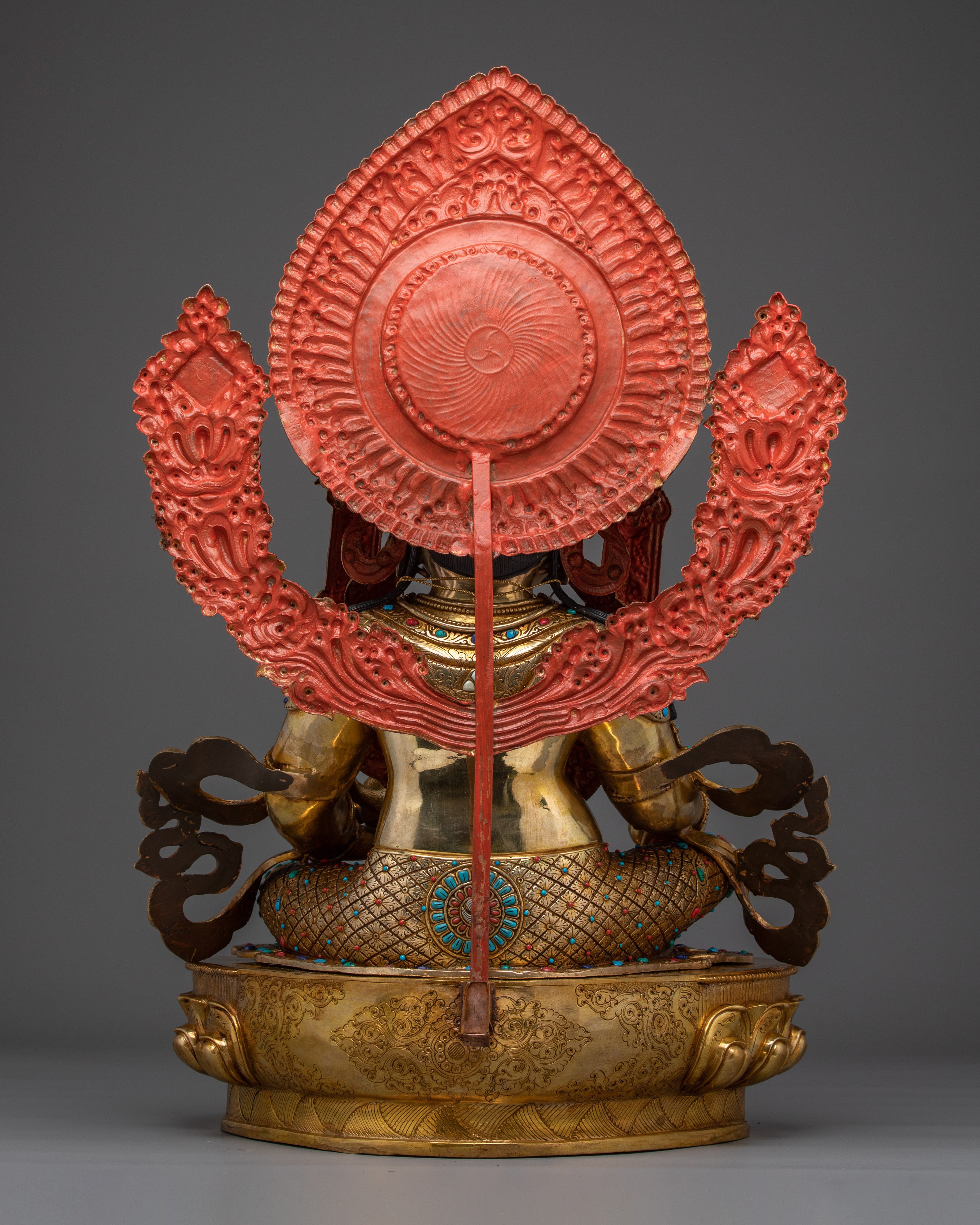 Crown Dzambhala Statue 24K Gold Gilded Statue | Copper Buddhist Wealth Deity Sculpture