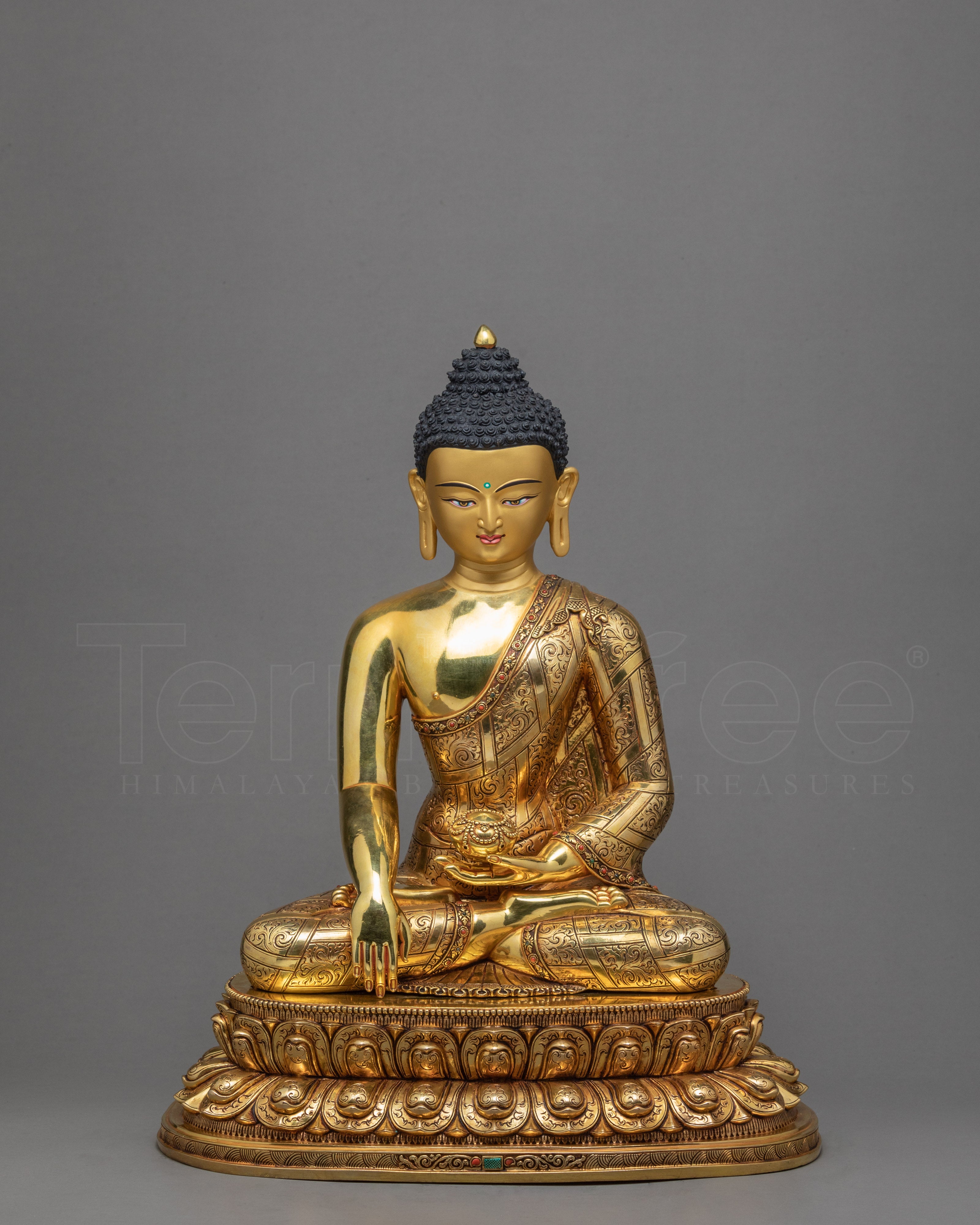Buddha Shakyamuni Statue | Himalayan Buddhist Art | 24k Gold Glided