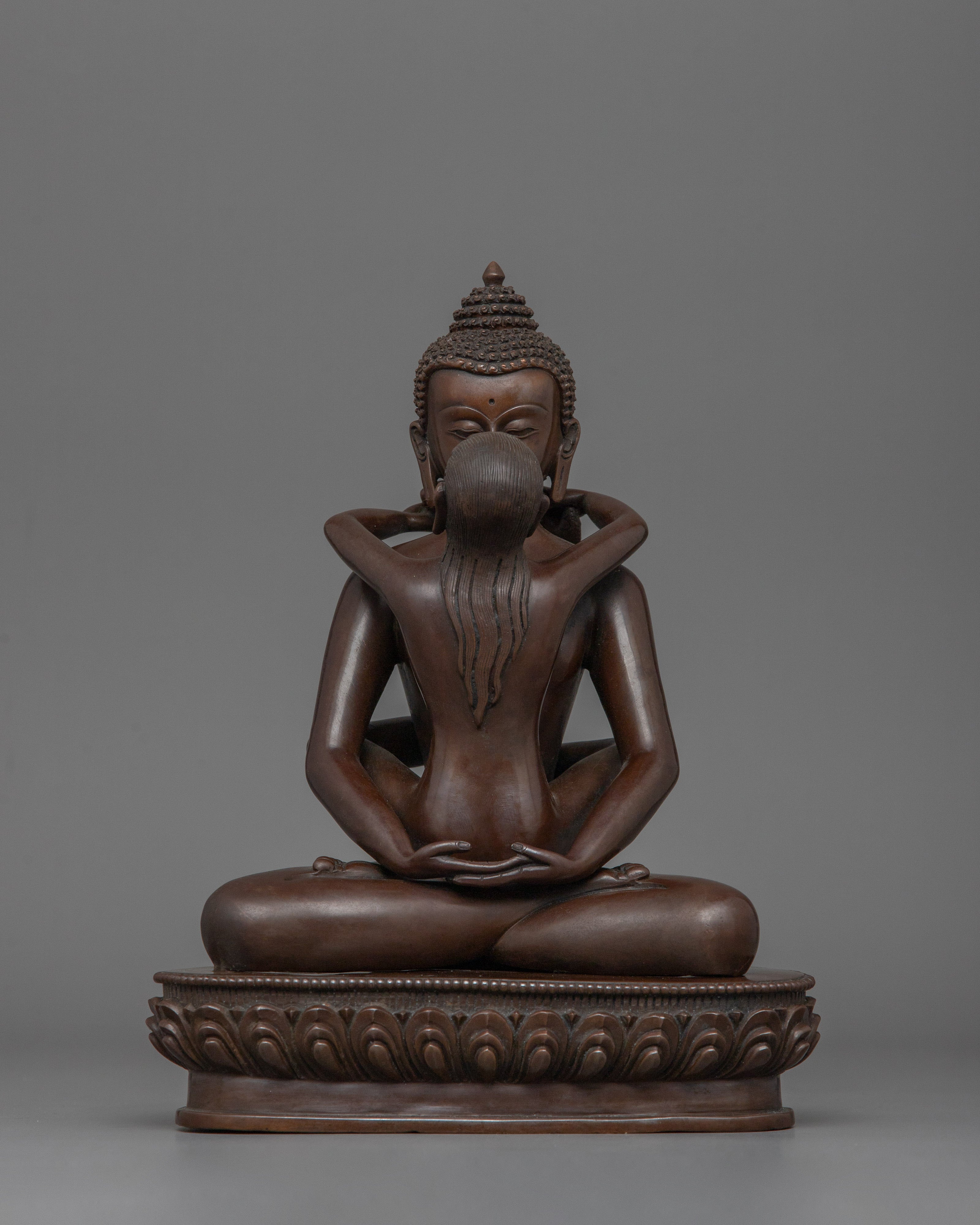 Bodhisattva of Unity Samantabhadra With Consort | Chocolate Oxidized Sculpture