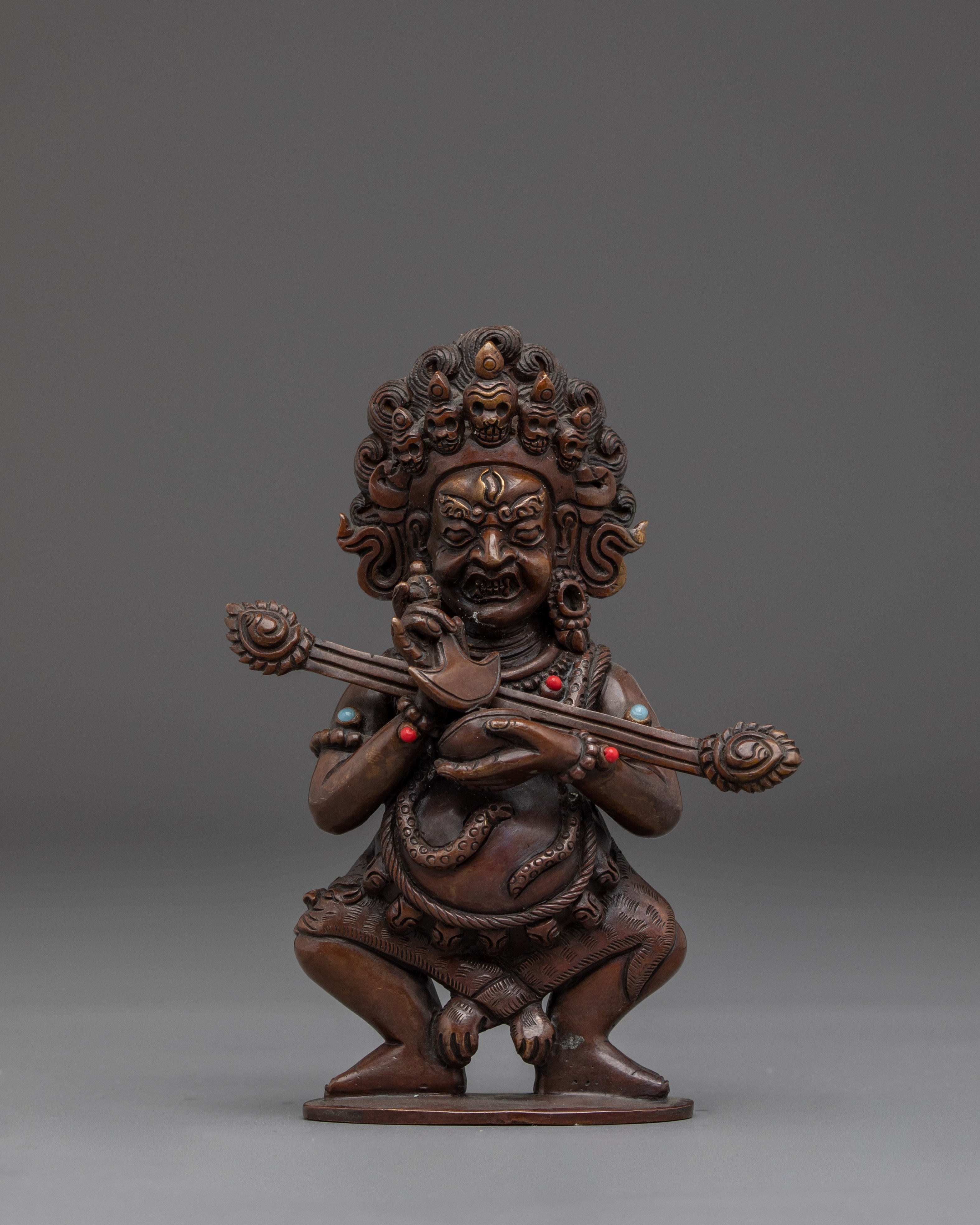 Wrathful Sakya Mahakala Statue | Oxidized Copper Spiritual Artwork