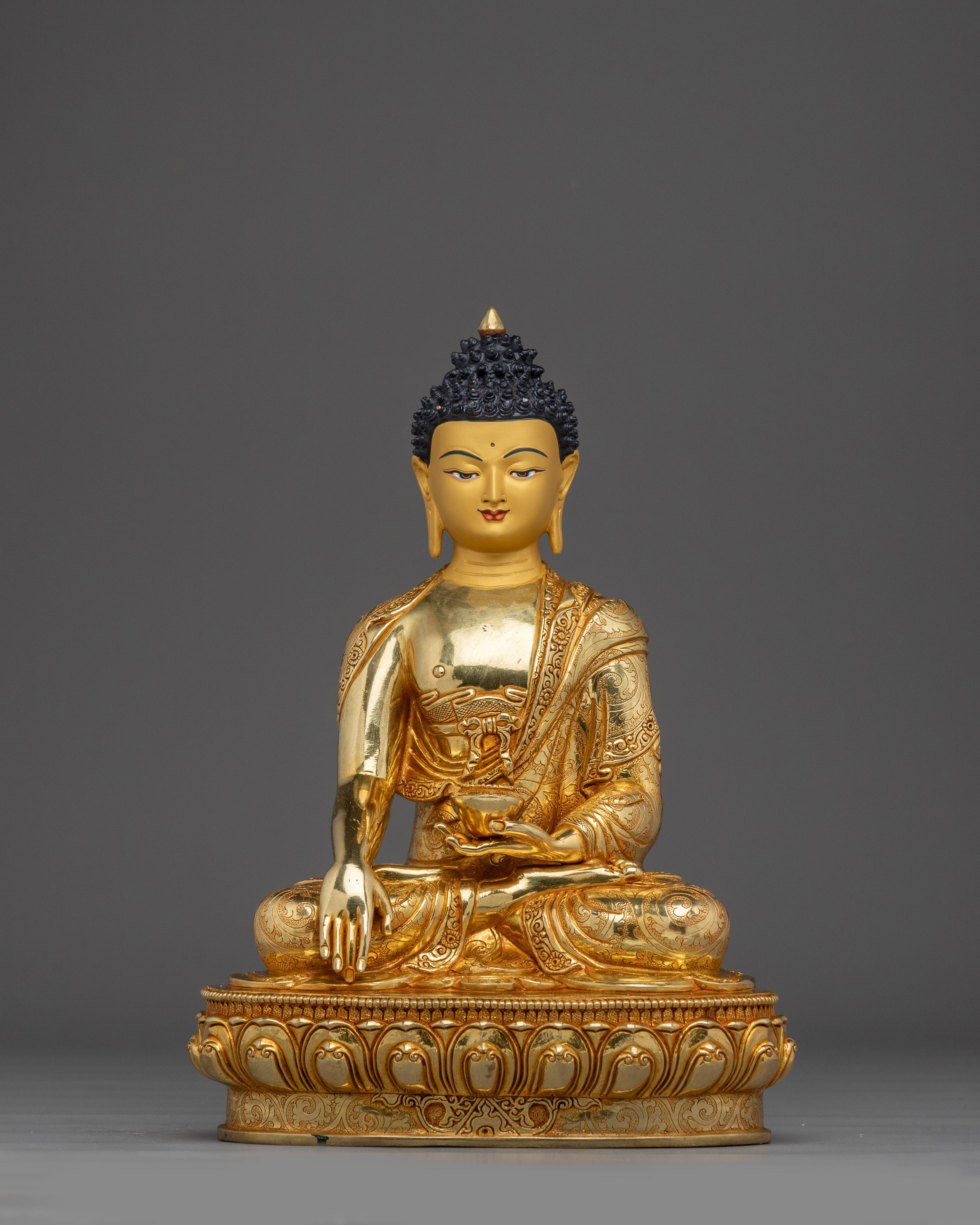 Gold Gilded Shakyamuni Buddha Copper Sculpture | Symbol of Enlightenment
