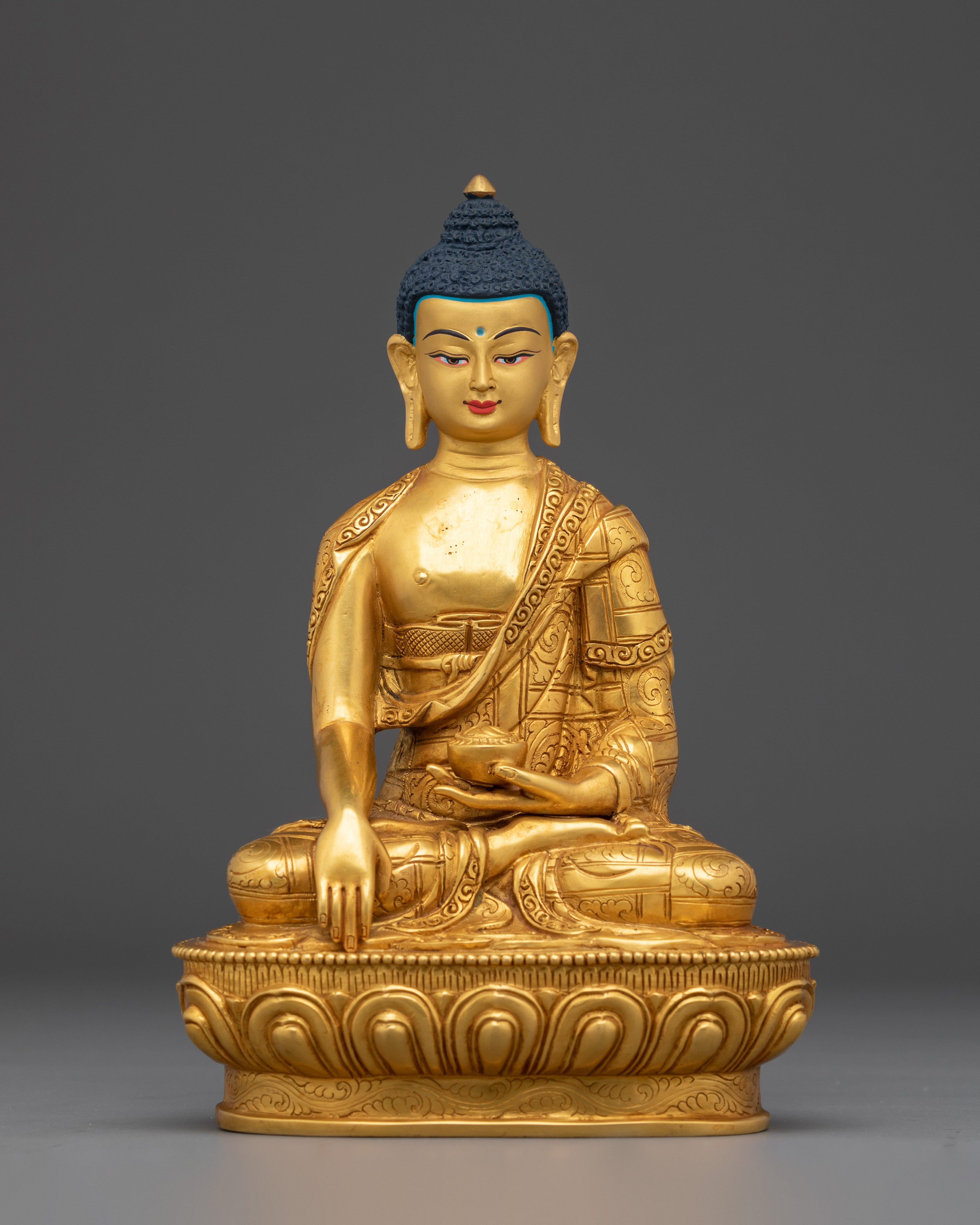 Shakyamuni Buddha in 24K Gold-Gilded Copper