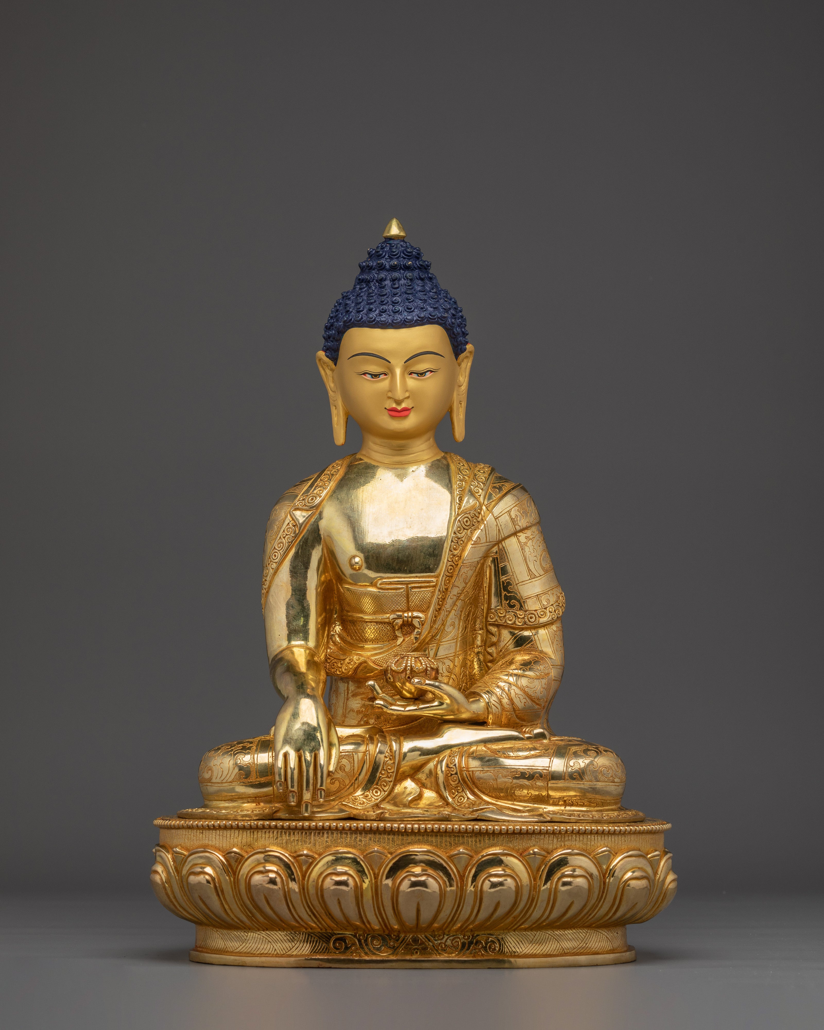 Shakyamuni Buddha 24K Gold Gilded Copper Statue