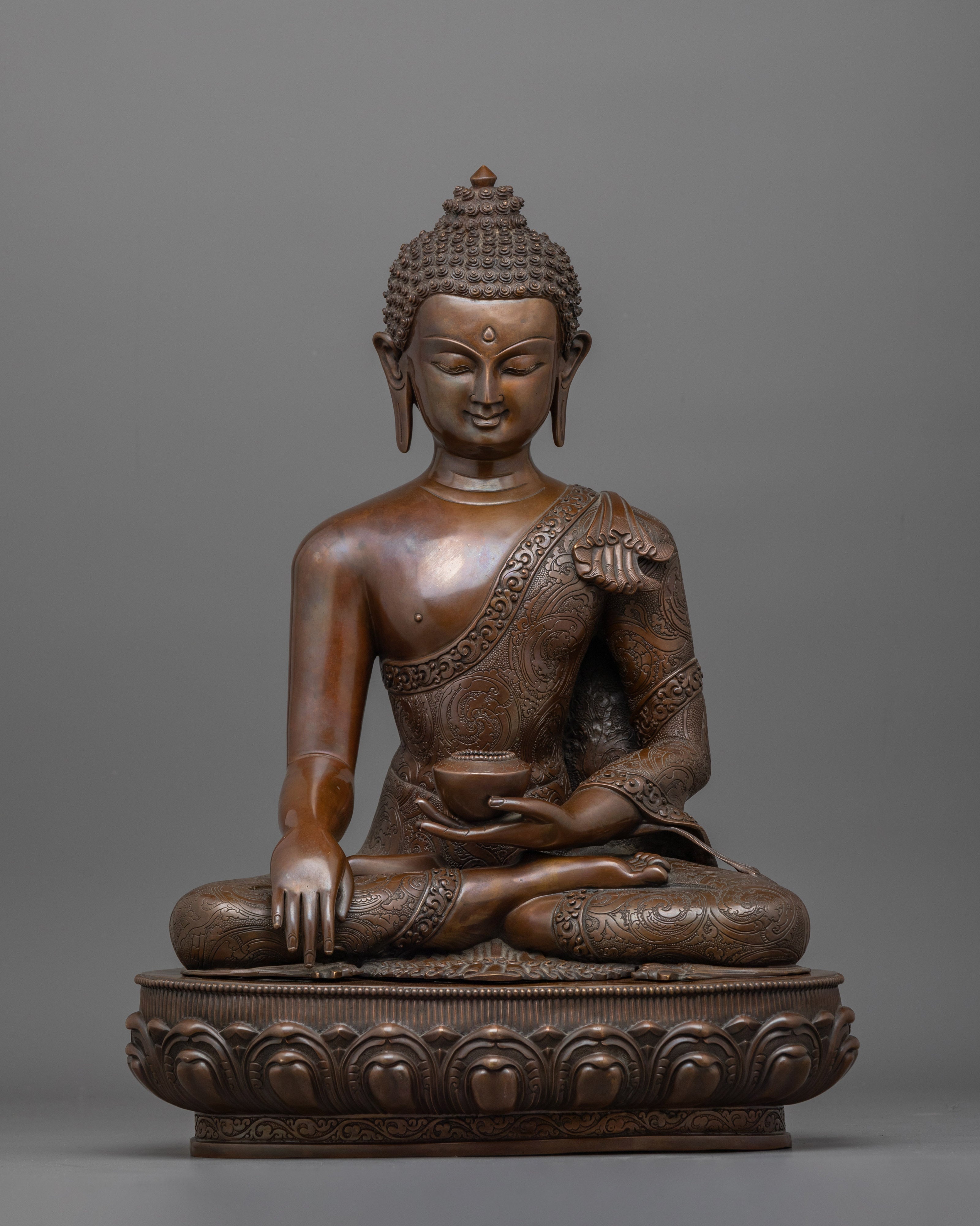Handcrafted Oxidized Copper Shakyamuni Buddha
