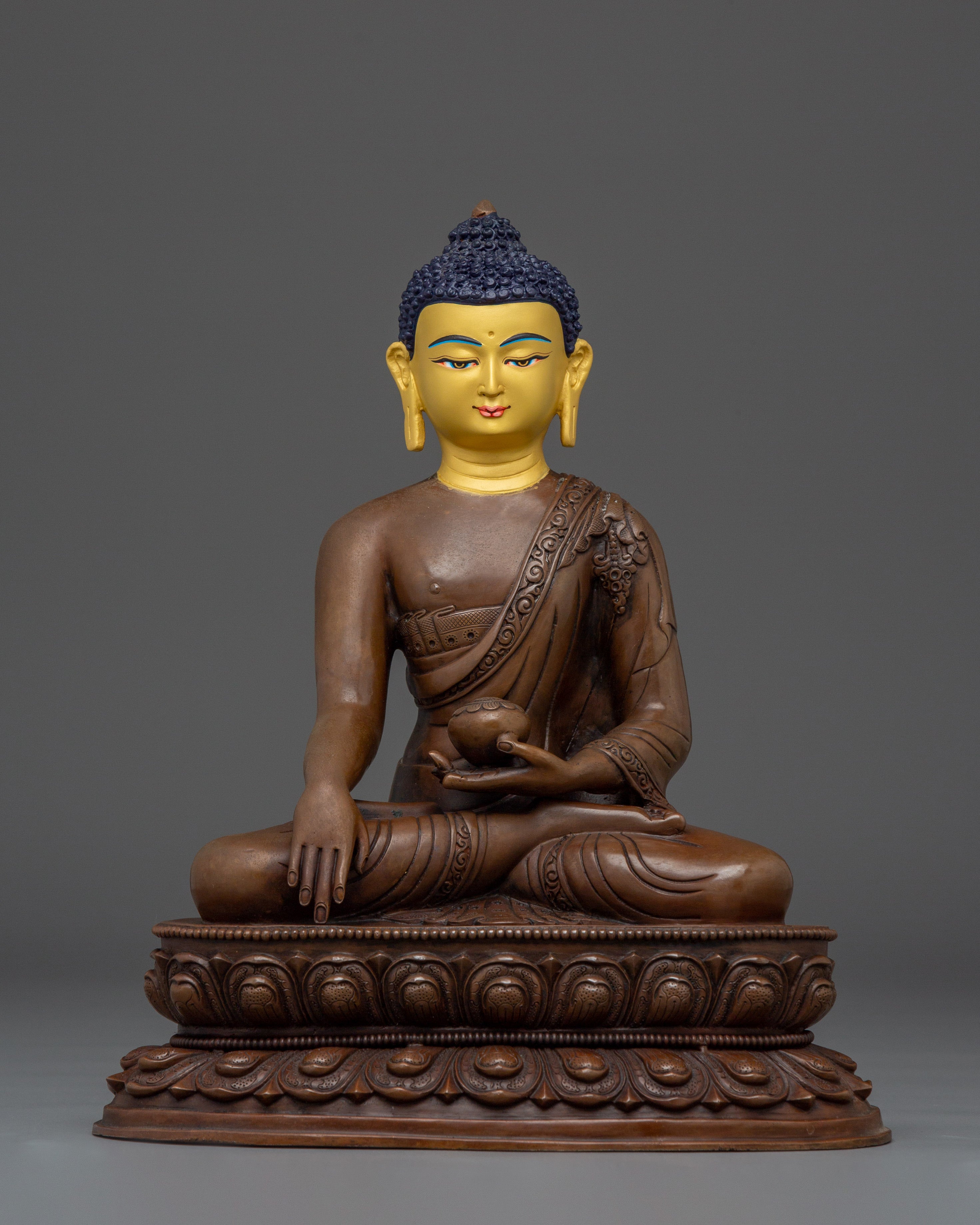 Shakyamuni Buddha Oxidized Copper Sculpture