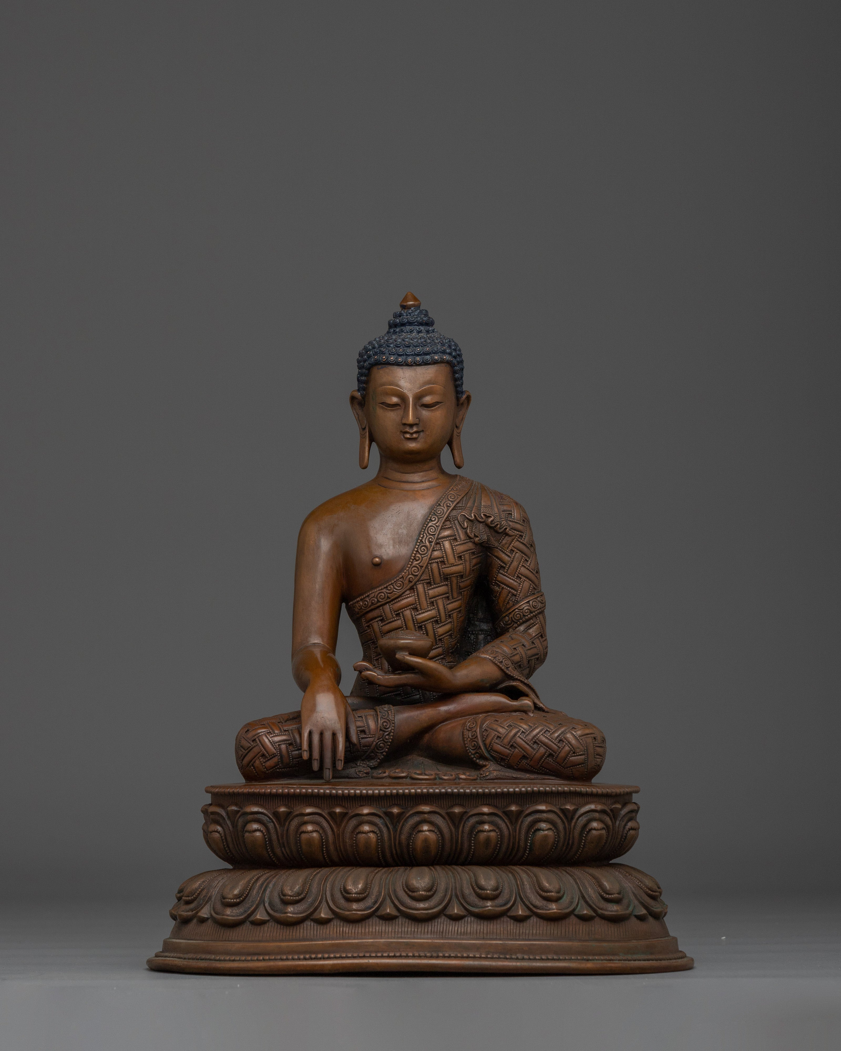 Oxidized Copper Shakyamuni Buddha Buddhist Sculpture