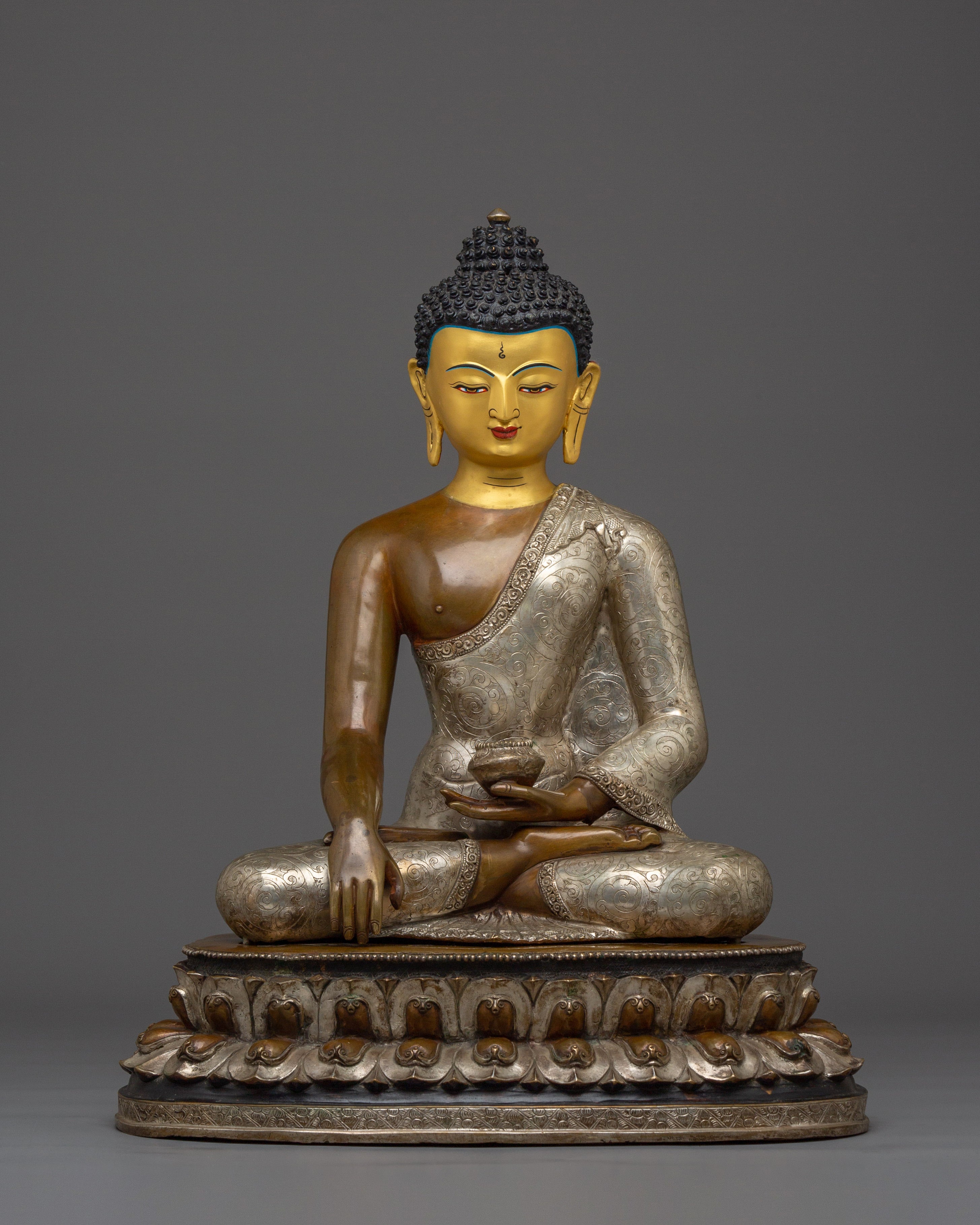 Silver & Copper Shakyamuni Buddha Statue