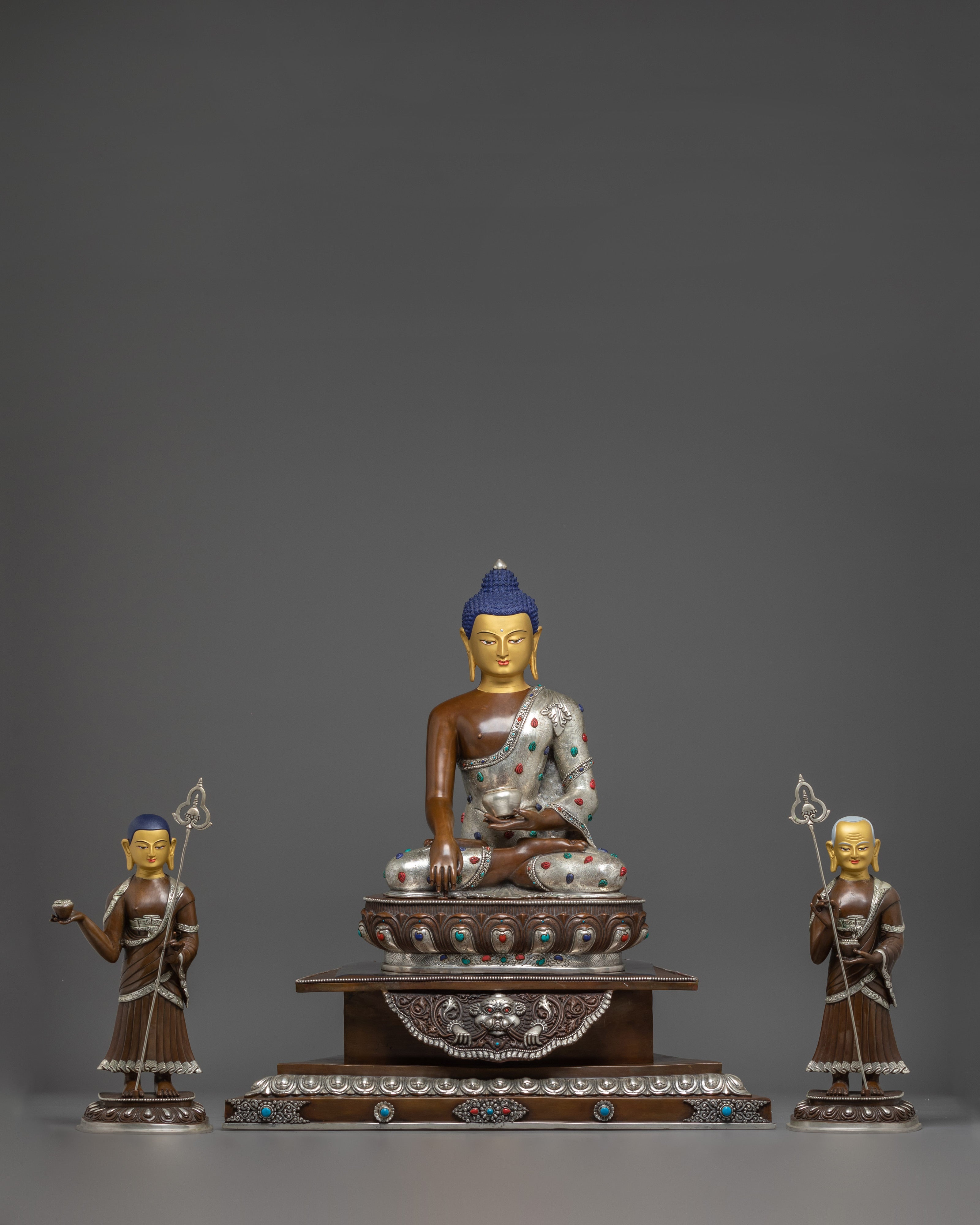 Shakyamuni Buddha with Disciples Statue Se