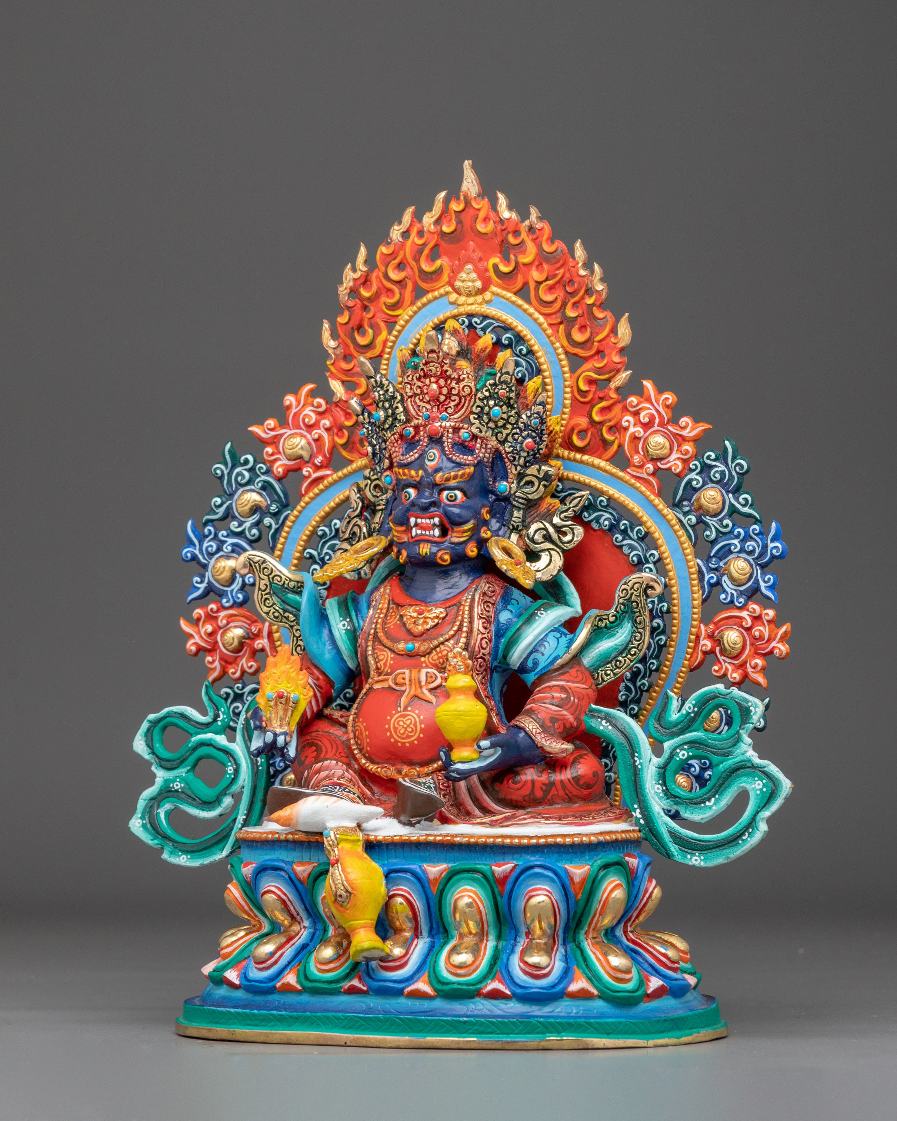 Shanglon Dorje Dudul Statue – Gold Colored Copper | Tibetan Buddhist Sculpture