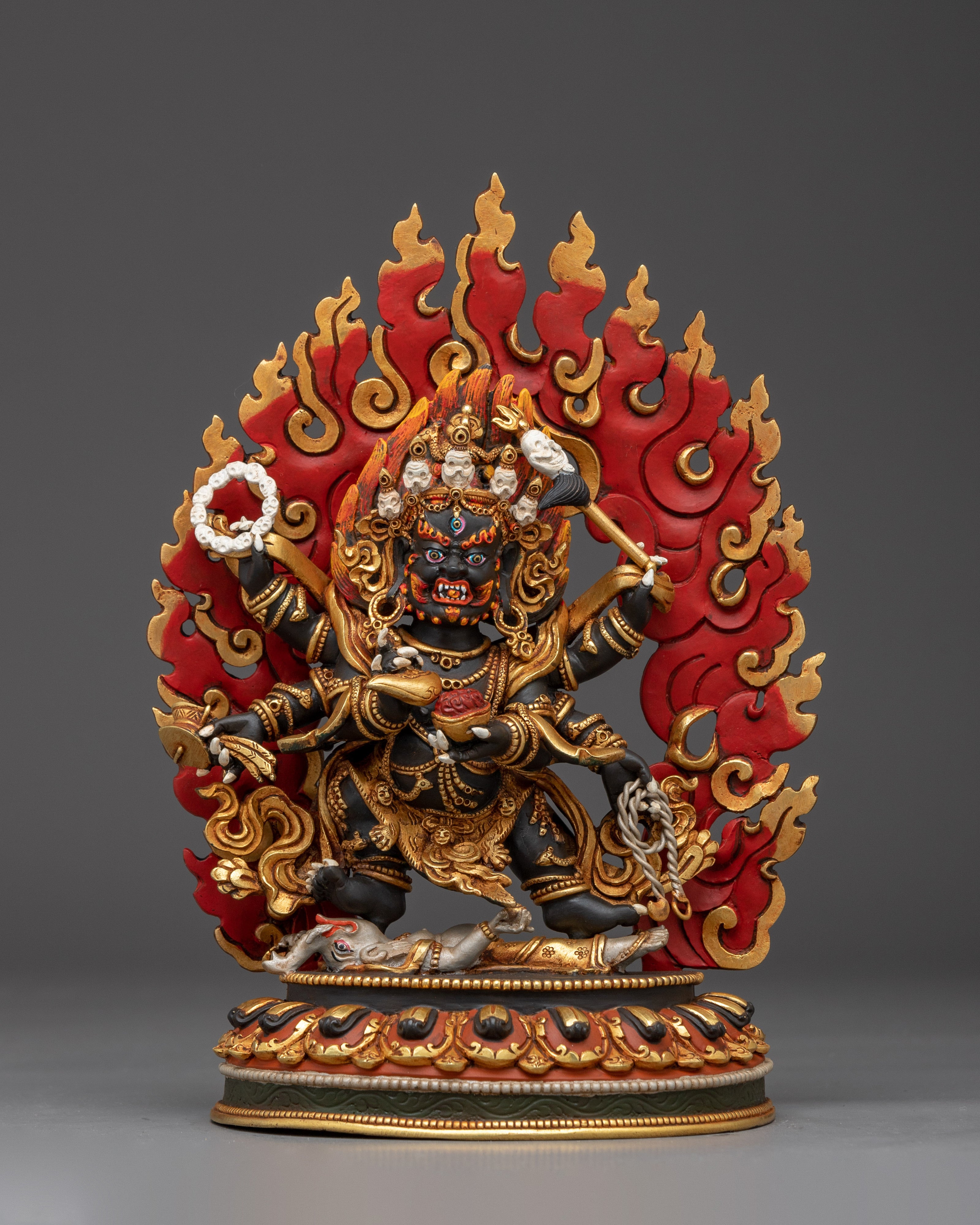 Six Armed Mahakala Copper Sculpture