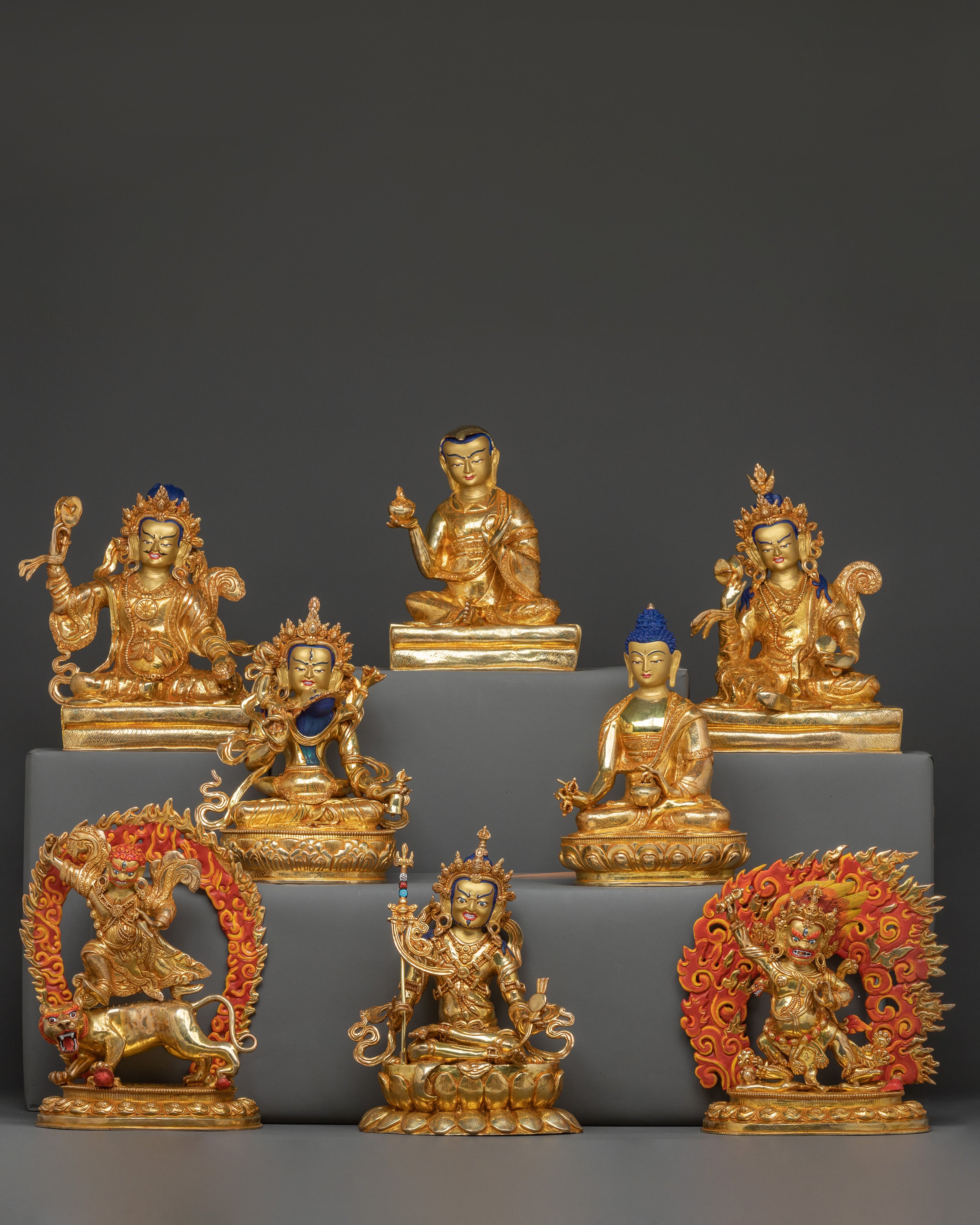 Eight Manifestations Guru Statue Set