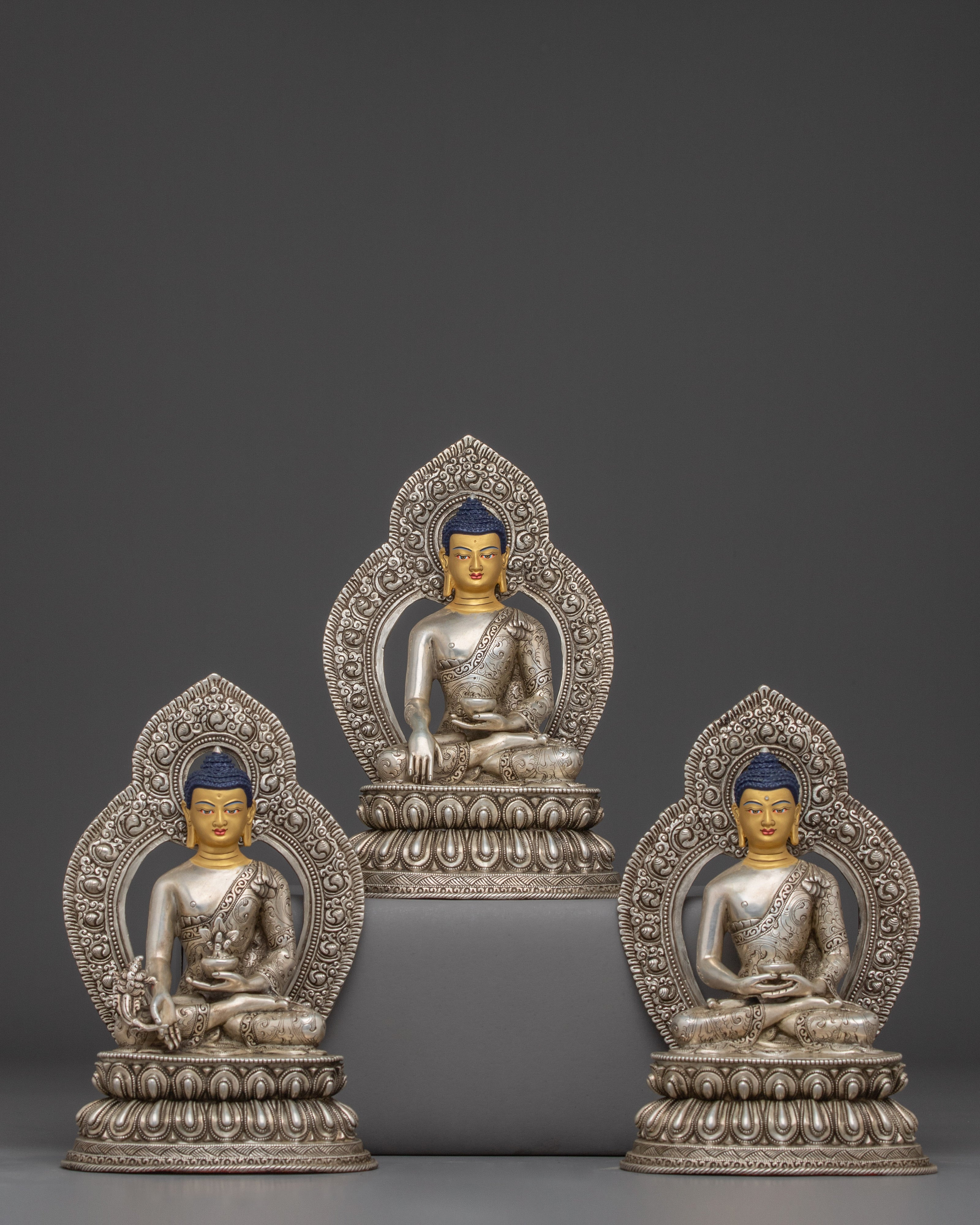 silver-three-buddha-set