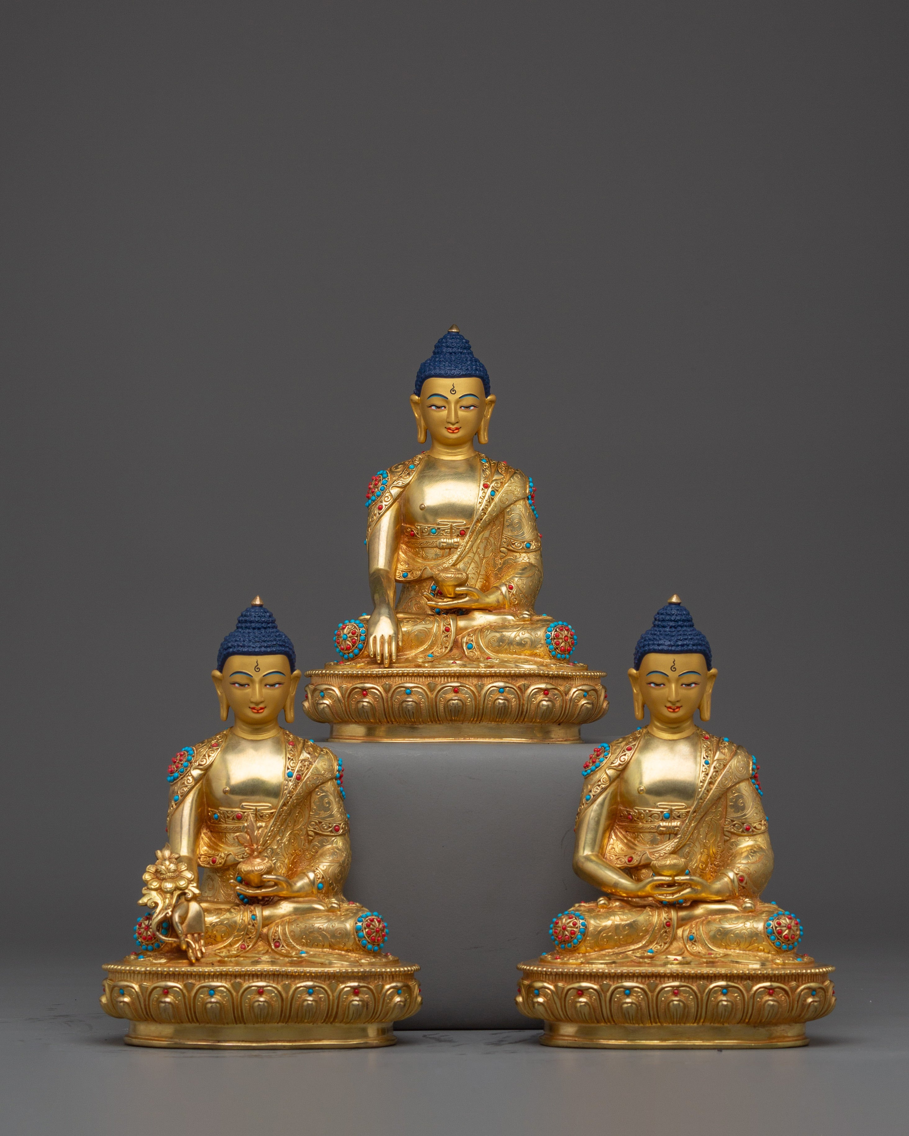 Himalayan Buddha Trio Statue | Buddha of Enlightenment