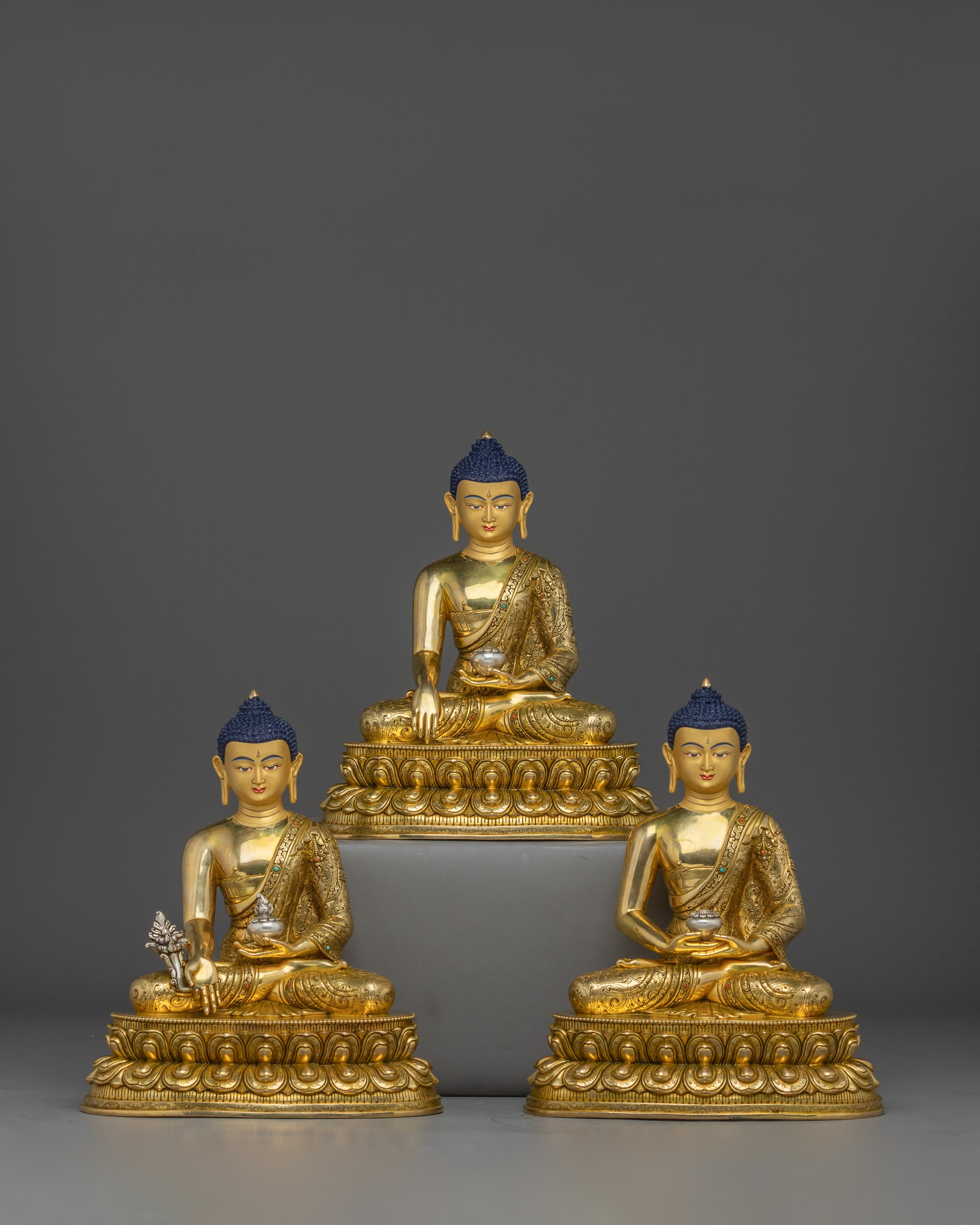 golden-three-buddha-statue-set