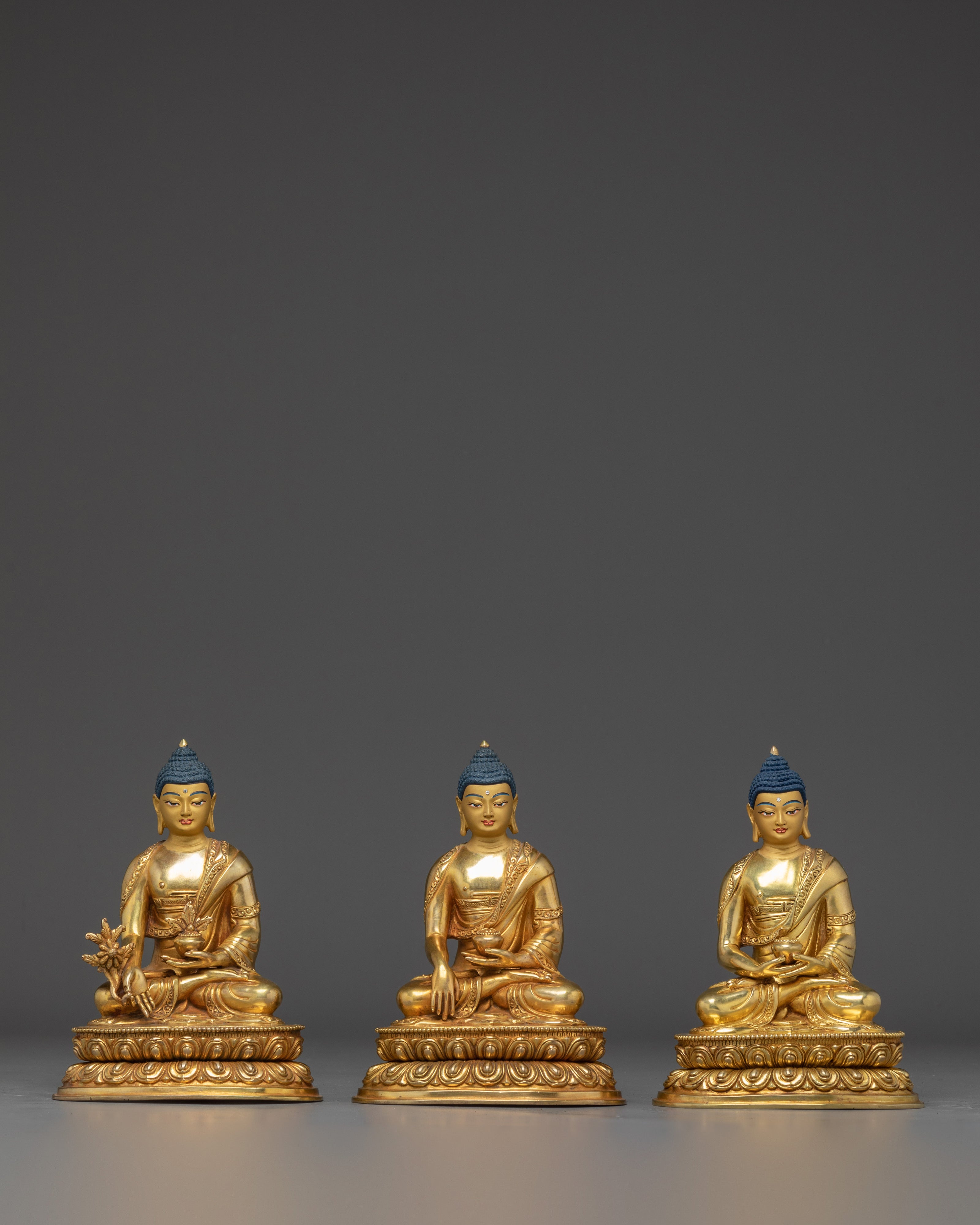 Gold Gilded Three Buddha Set