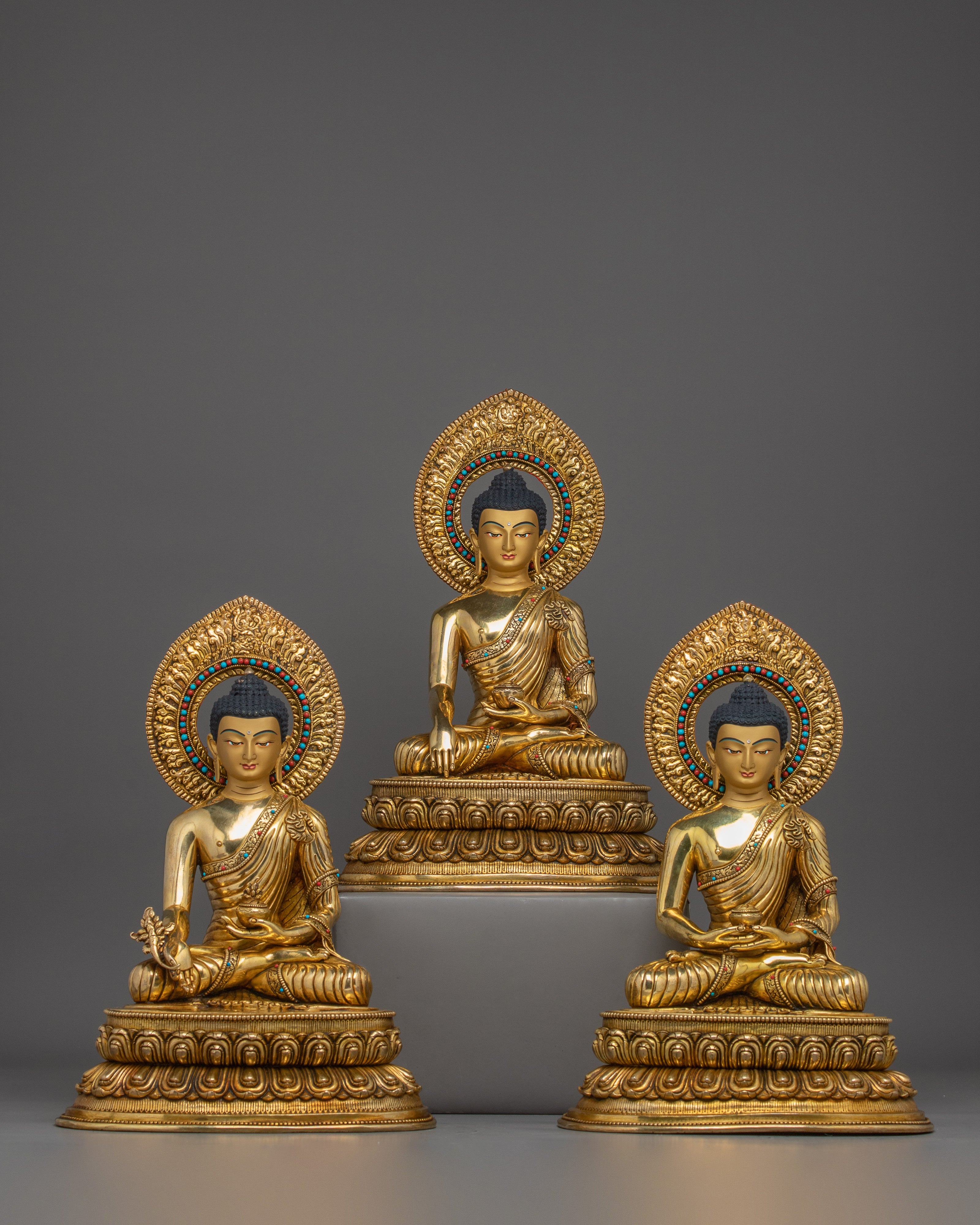 Statue Set of Three Buddha: Journey to Awakening